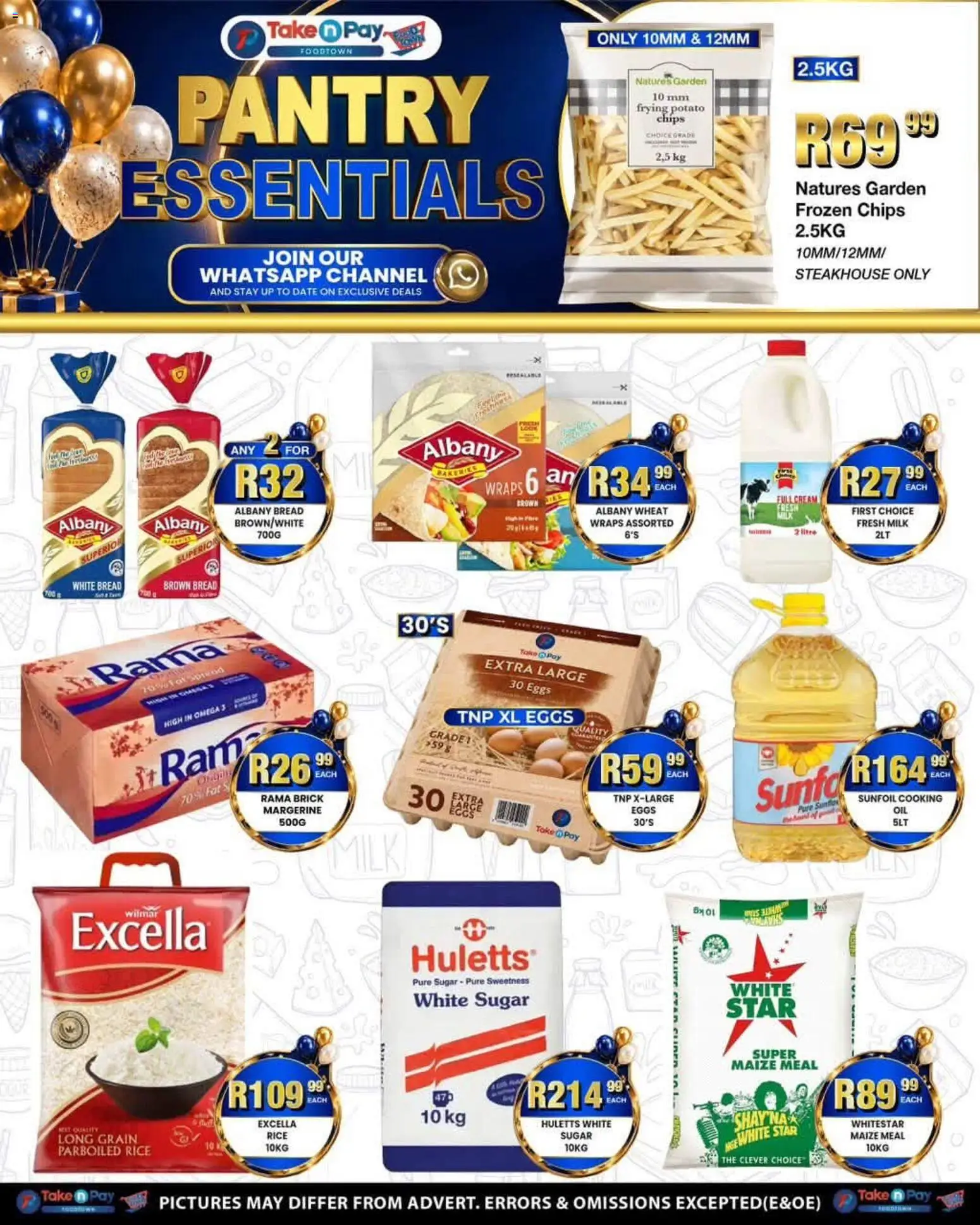 New Take n Pay catalogue – valid from 07/09/2026 | Page: 3 | Products: Maize meal, Rice, Chips, Sugar