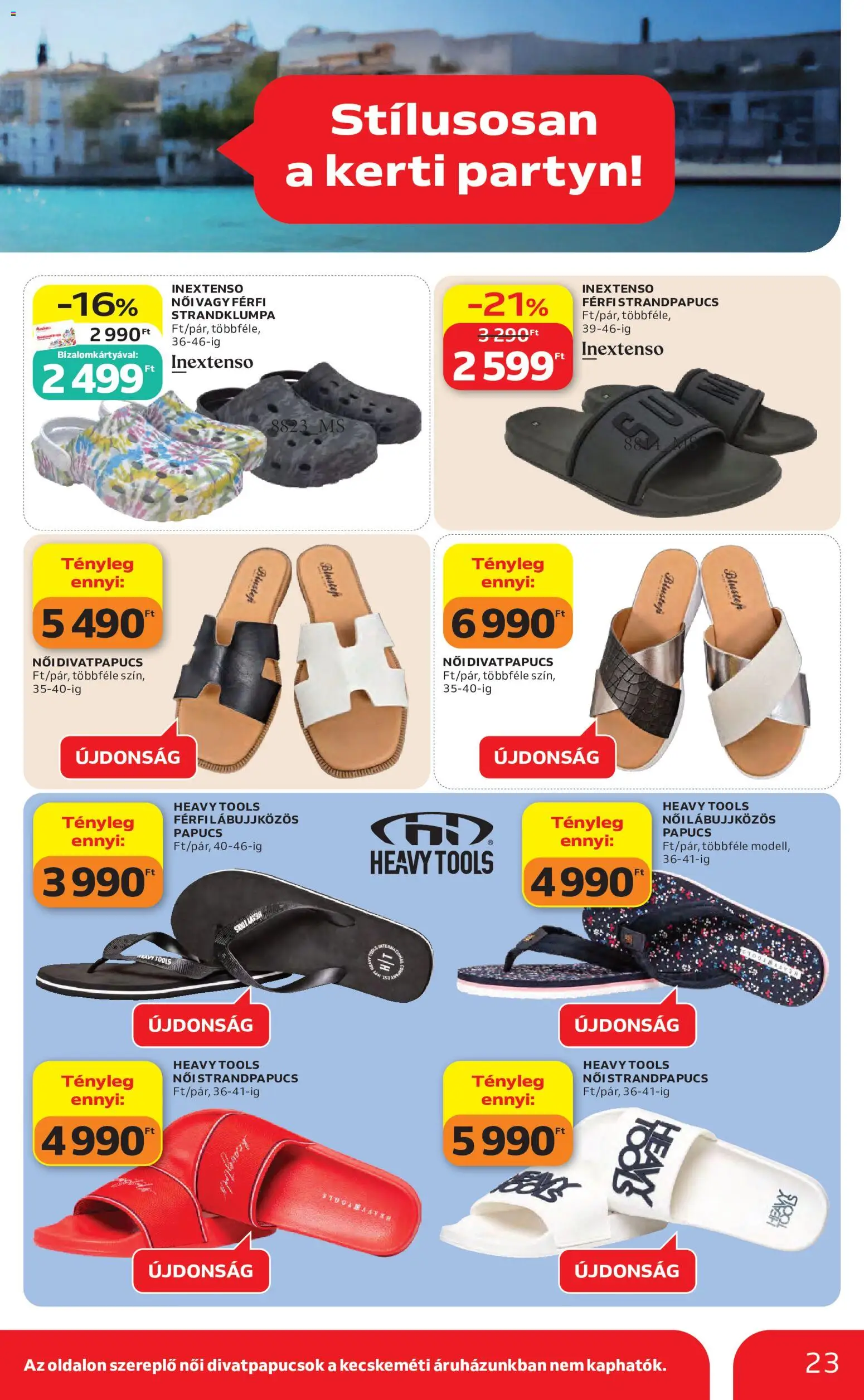 Auchan akciós ujság - amely érvényes a következő dátumtól: 11.06.2026 | Oldal: 23 | Termékek: Papucs, Strandpapucs
