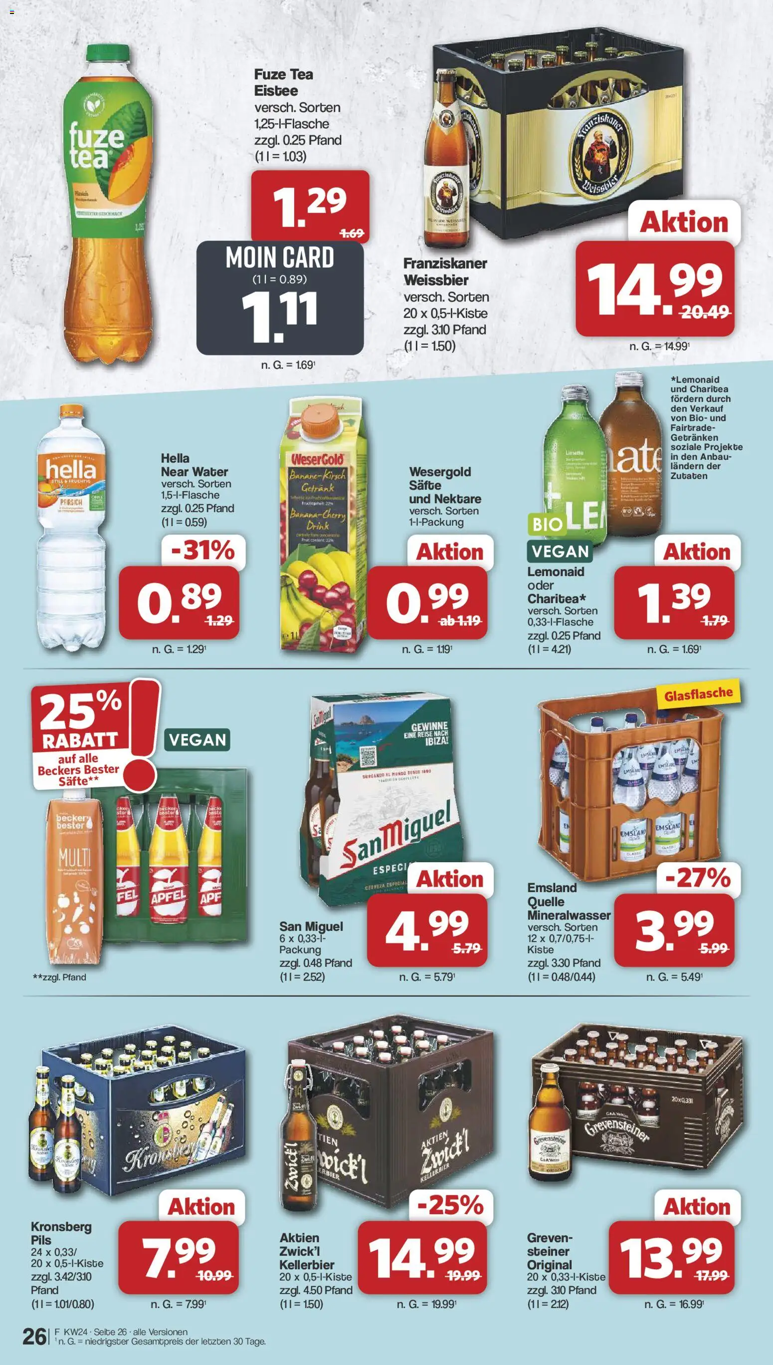 Famila Nordwest Prospekt – gültig ab 08.06.2026 | Seite: 28 | Produkte: Fuze tea, Mineralwasser, Hella, Pfirsich