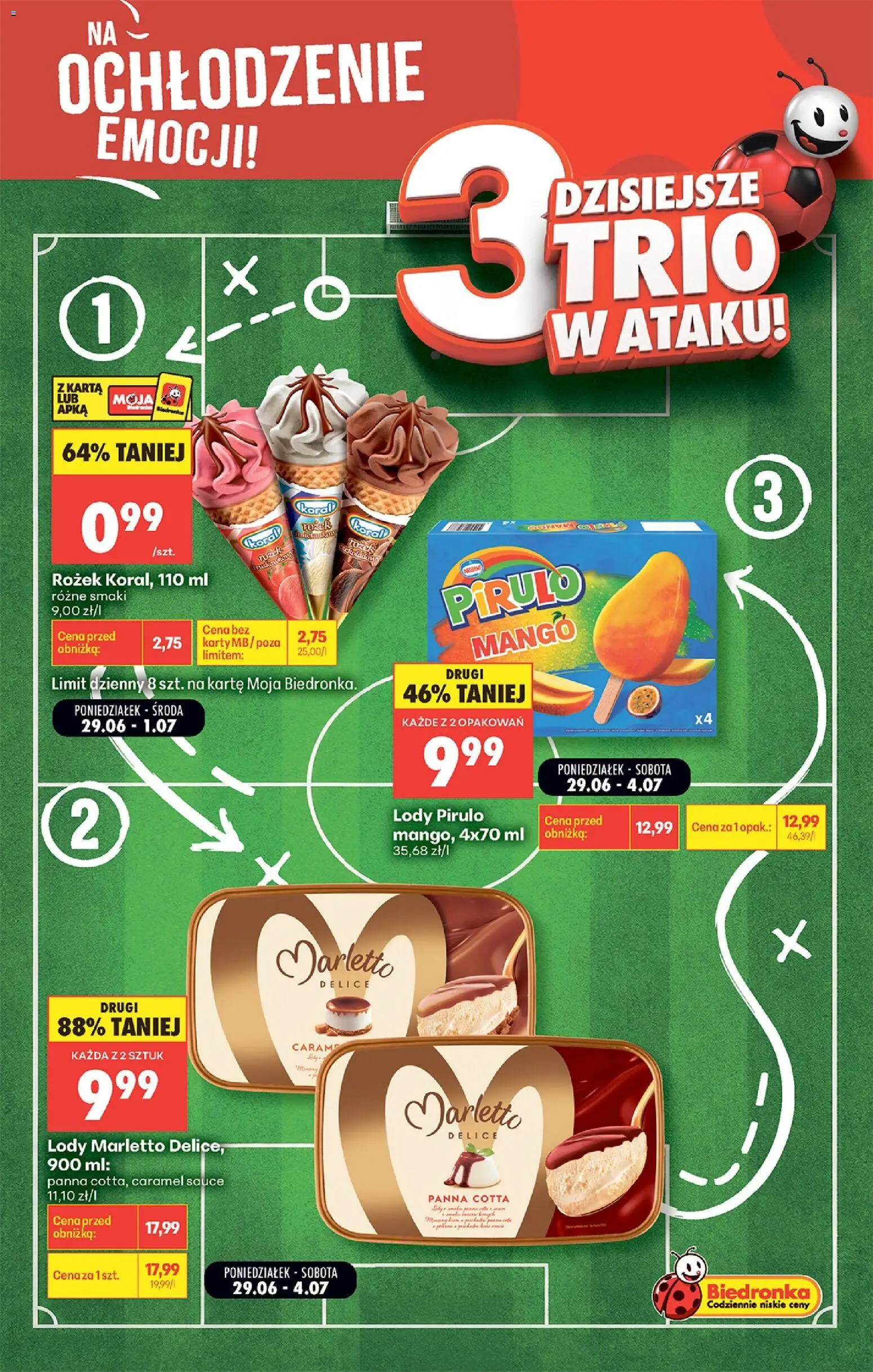 Biedronka gazetka - Football od 01.07.2026 | Strona: 4 | Produkty: Mango, Karta, Lody Marletto, Lody