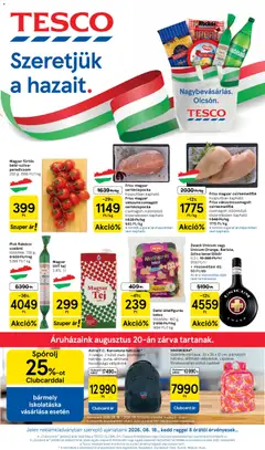 Tesco aktuális akciós újság - amely érvényes a következő dátumtól: 2026.08.18.