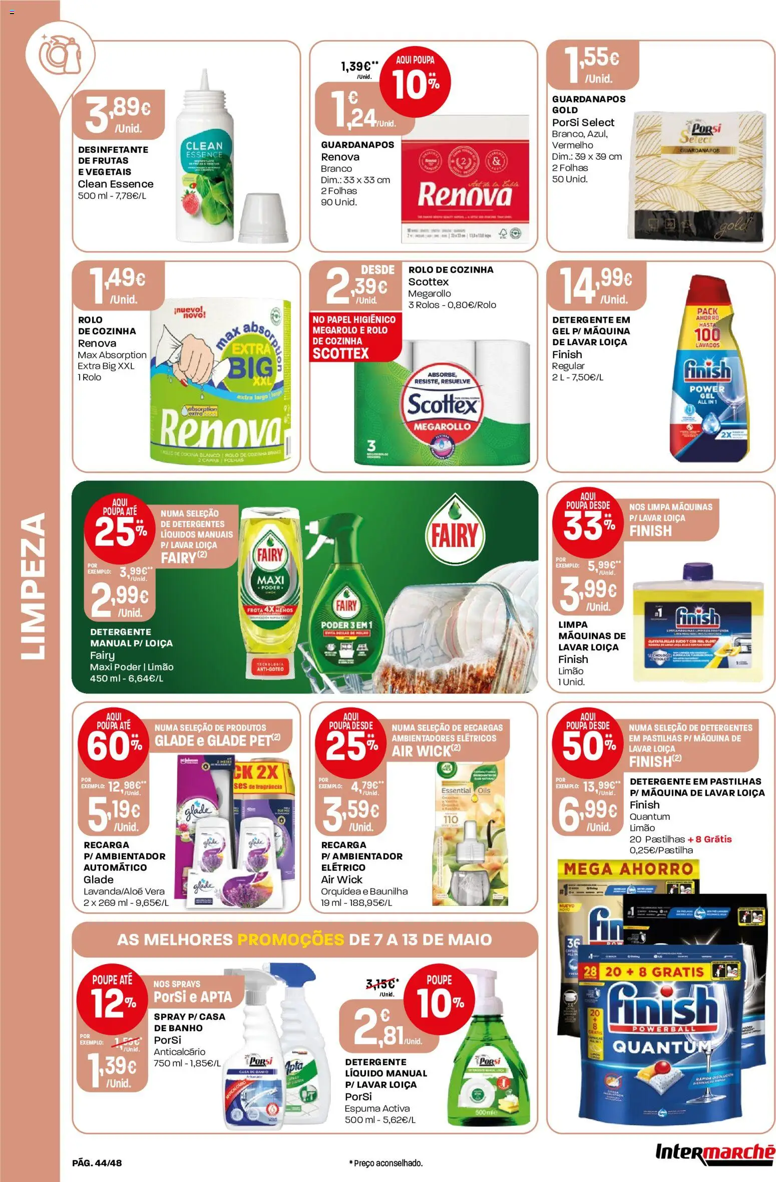 Intermarché folheto │ válido de 07.05.2026 | Página: 44 | Produtos: Papel higiénico, Fragrância, Guardanapos, Detergente