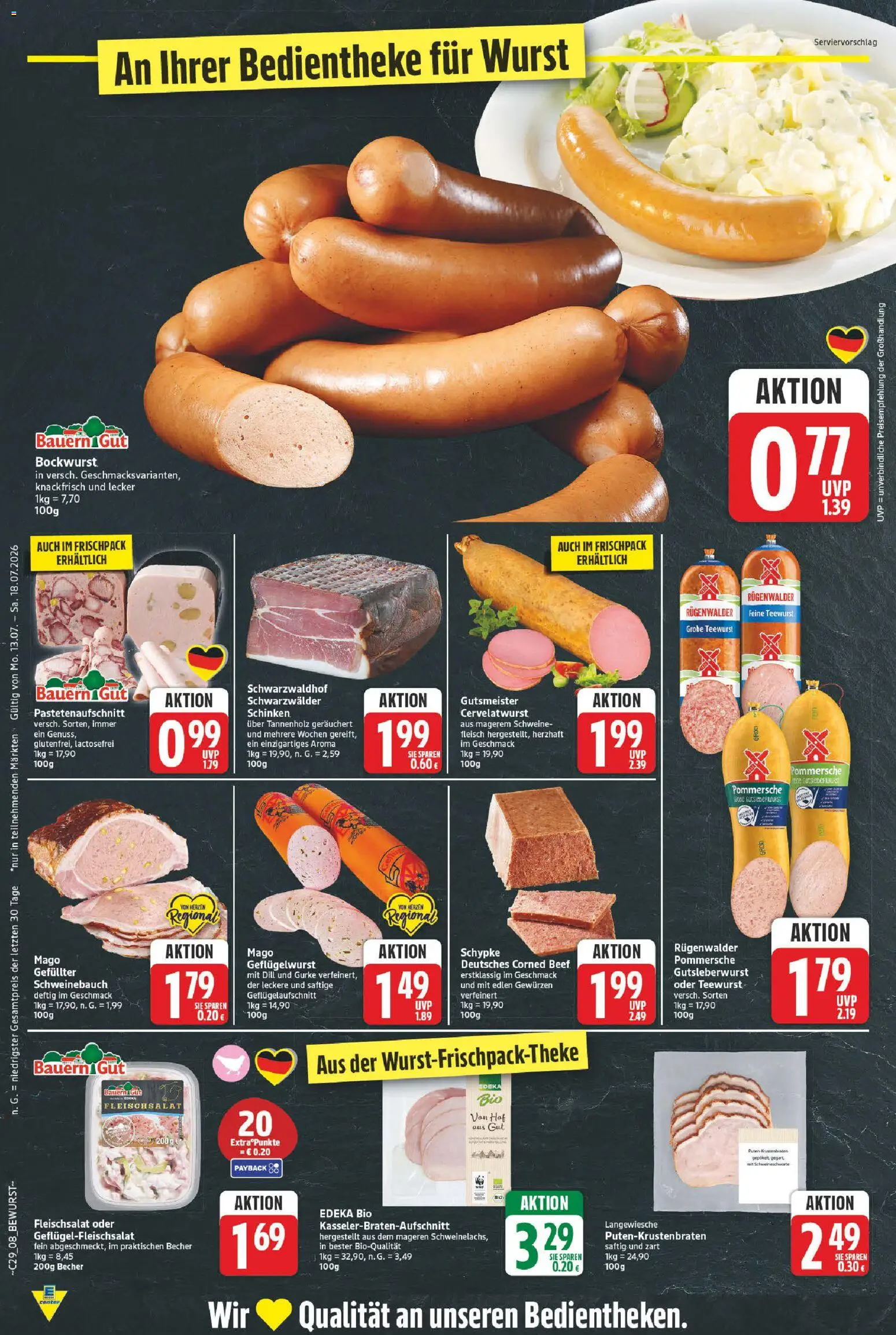 E center Prospekt – gültig ab 13.07.2026 | Seite: 8 | Produkte: Schweinebauch, Krustenbraten, Dill, Fleisch