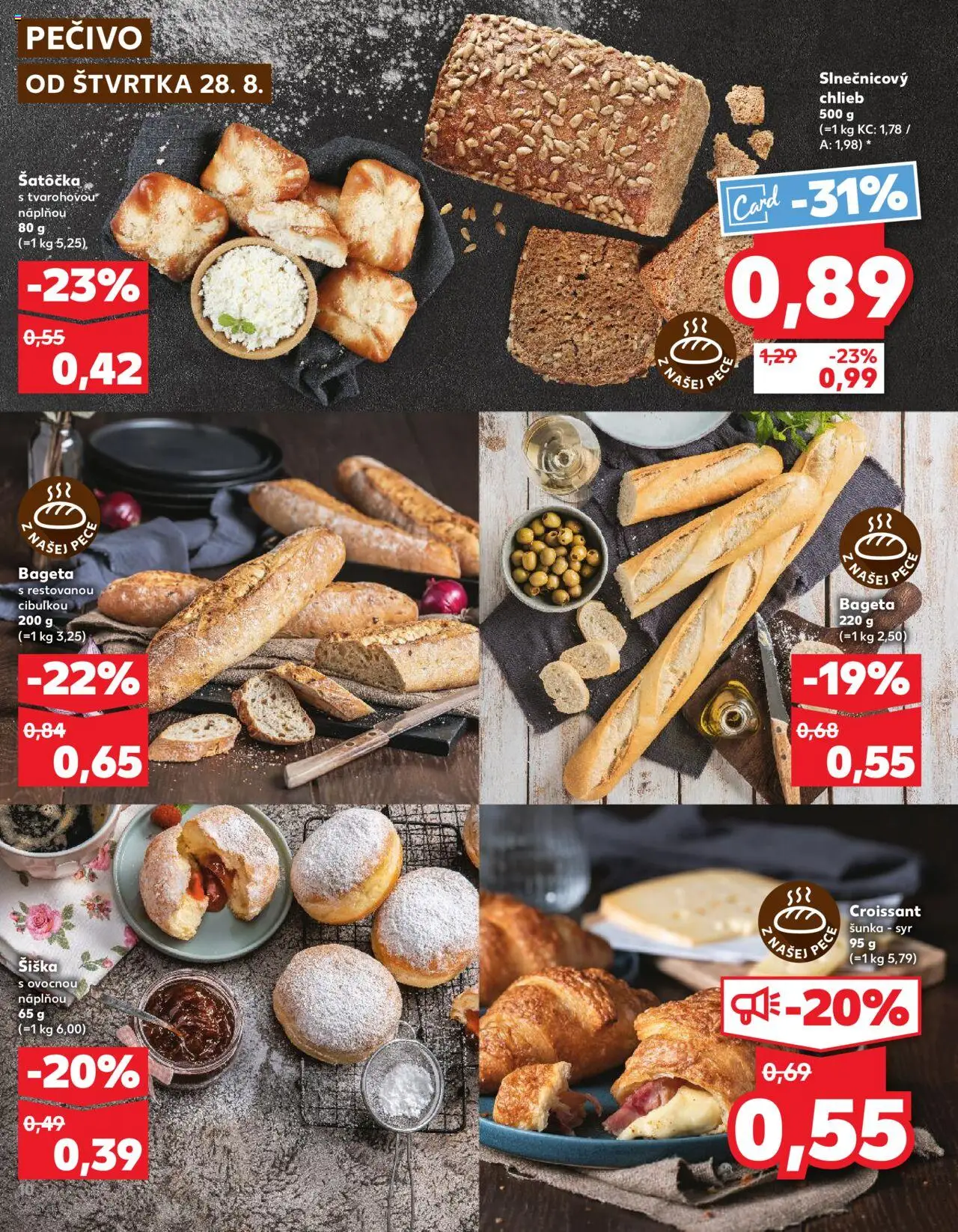 Nové Kaufland akcie – leták je platný od 28.08.2025 | Strana: 10 | Produkty: Syr, Chlieb, Šunka, Donut