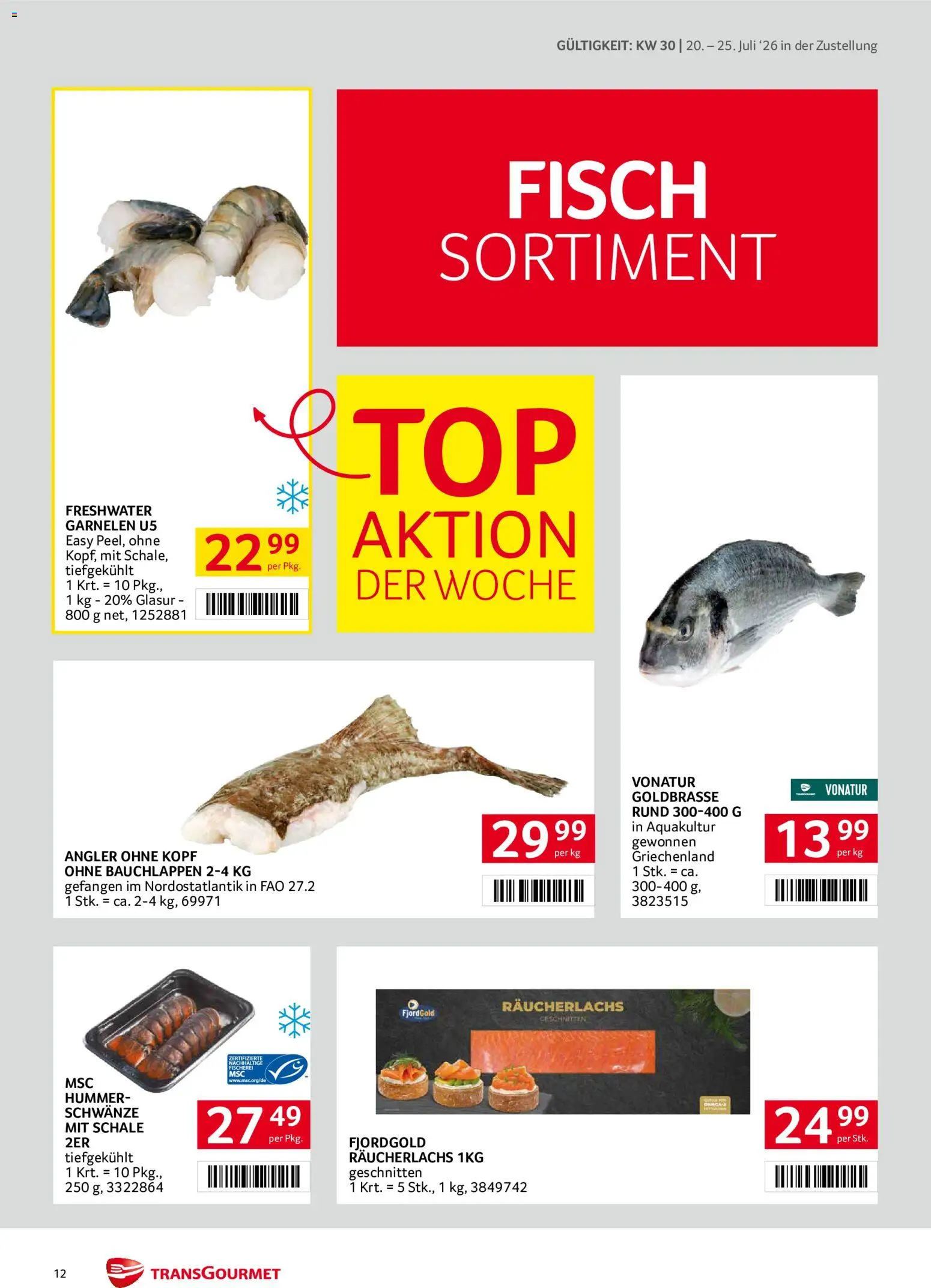 Transgourmet Zustellaktion gültig ab 20.07.2026 | Seite: 12 | Produkte: Fisch
