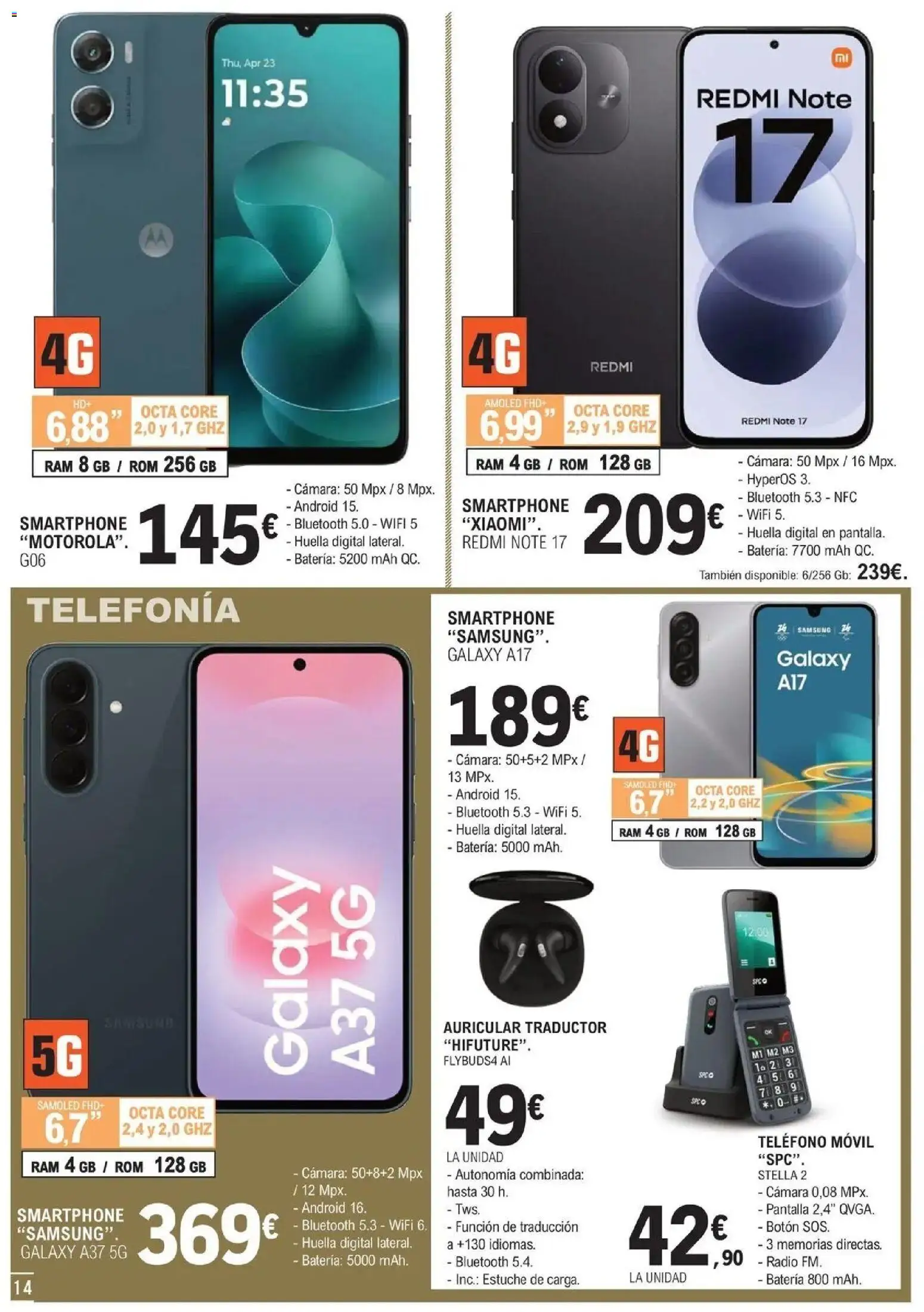 E.Leclerc Prepárate para el invierno 14/10/2026 - 31/10/2026 | Página: 14 | Productos: Teléfono, Smartphone, Radio, Batería