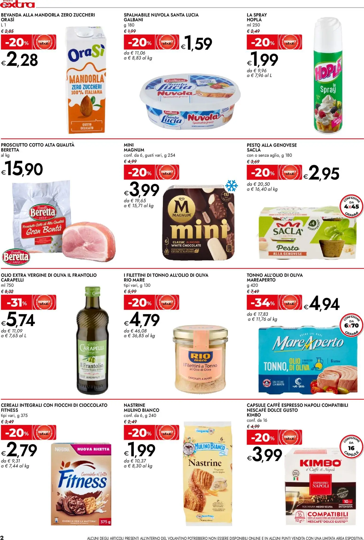 Volantino bennet del 20.04.2026 | Pagina: 2 | Prodotti: Prosciutto Cotto, Cioccolato, Olio, Tonno