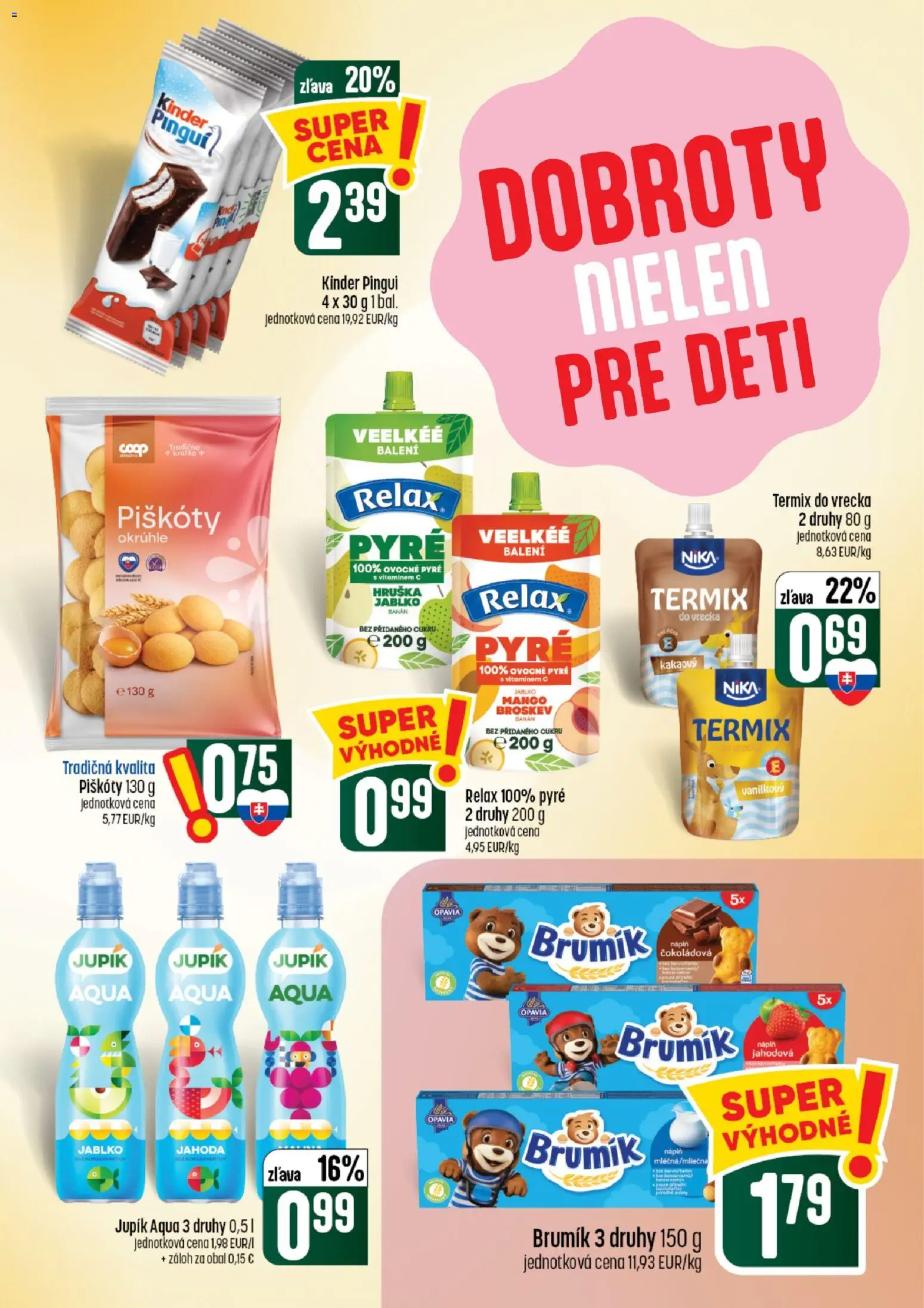 Nové COOP Jednota akcie – leták je platný od 13.08.2026 | Strana: 33 | Produkty: Piškóty, Kinder, Termix, Mango