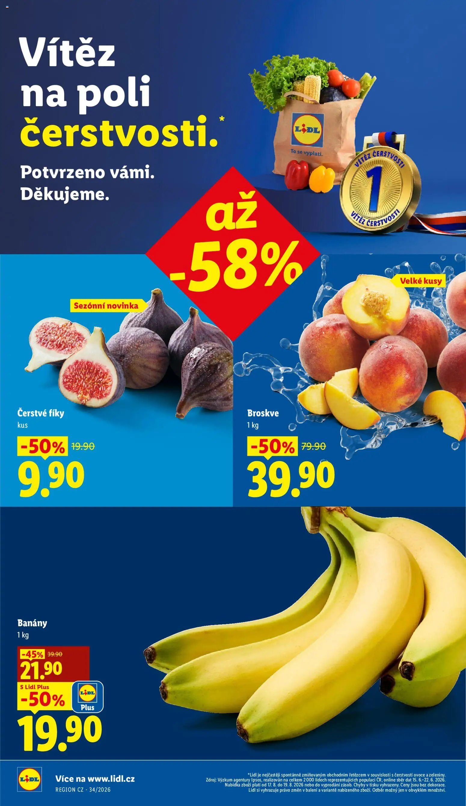 Lidl leták od 17.08.2026 | Strana: 14 | Produkty: Ovoce, Fíky, Banány, Broskve