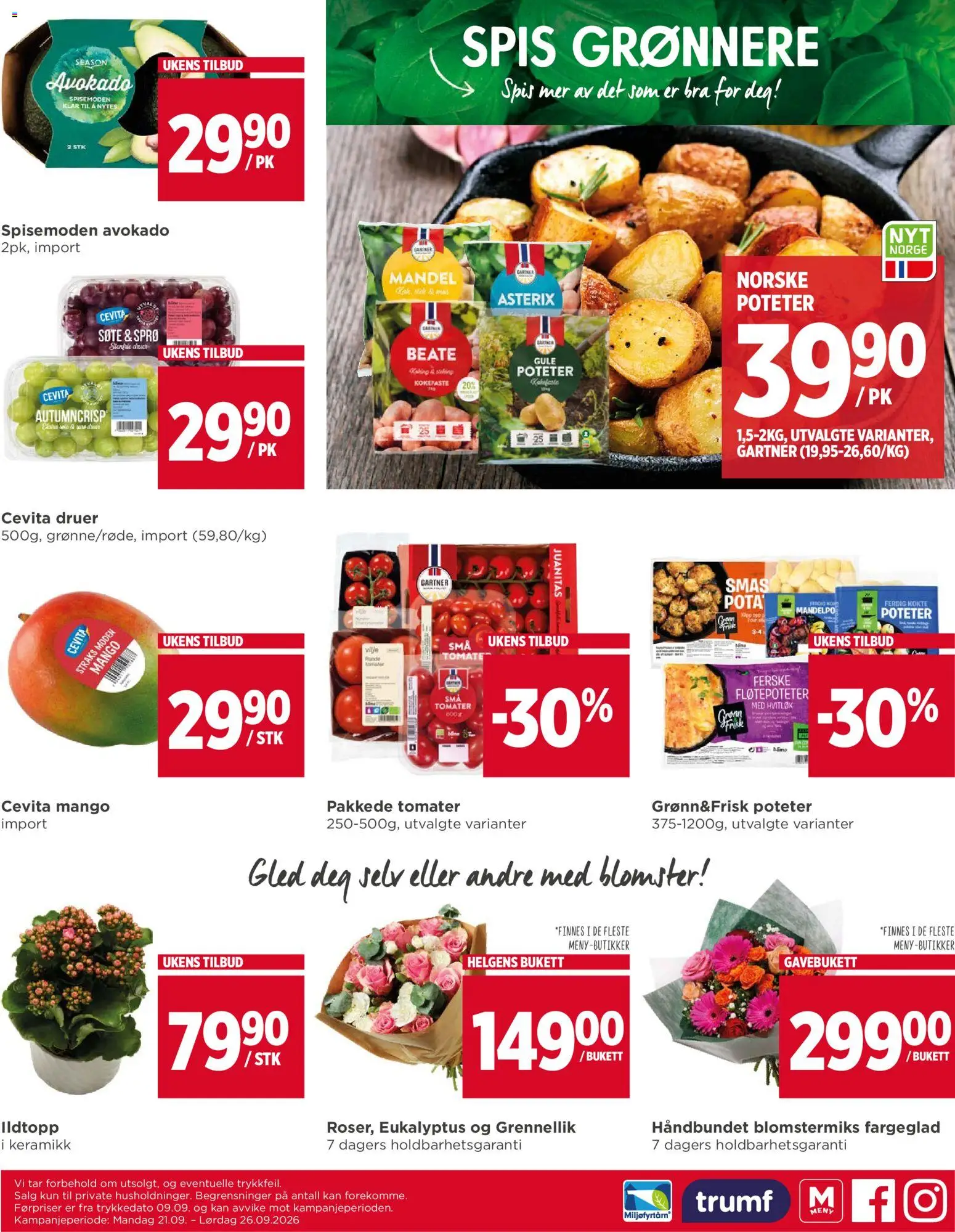{H1} | Side: 6 | Produkter: Druer, Poteter, Mango, Hvitløk
