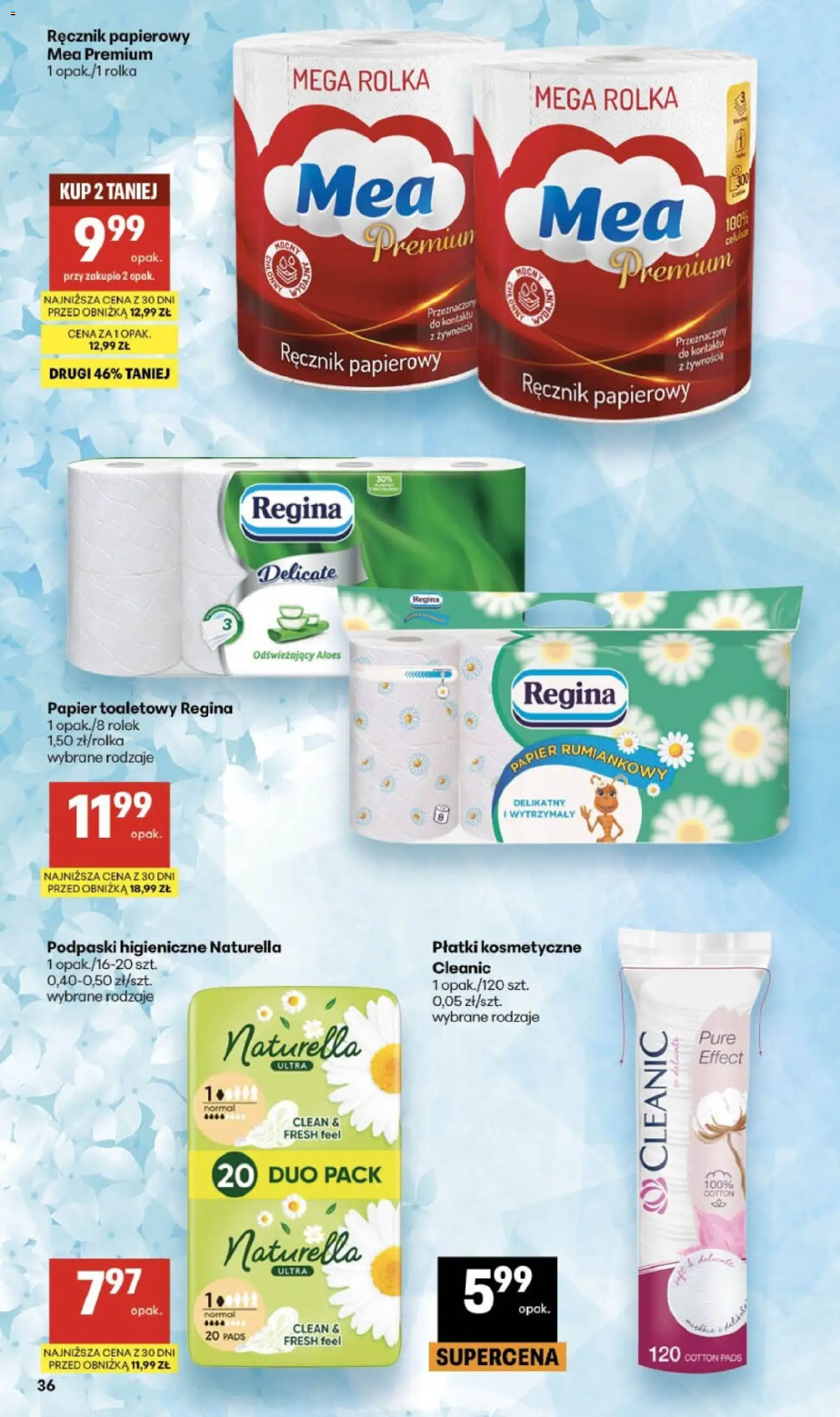 Delikatesy Centrum gazetka od 11.06.2026 | Strona: 36 | Produkty: Podpaski, Płatki kosmetyczne, Płatki, Ręcznik papierowy