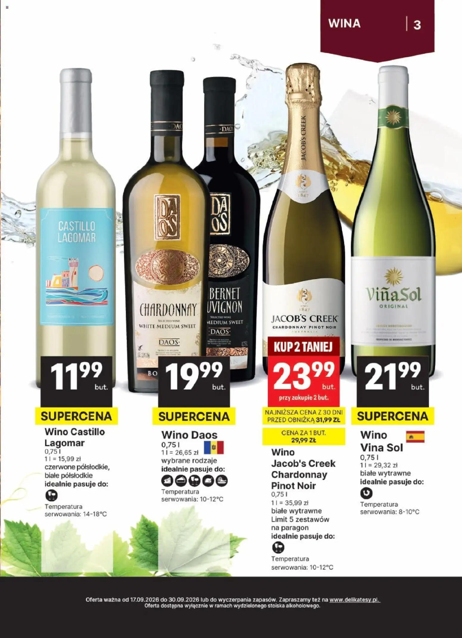 Delikatesy Centrum gazetka - DeliBarek od 15.10.2026 | Strona: 3 | Produkty: Chardonnay, Wino, Sól