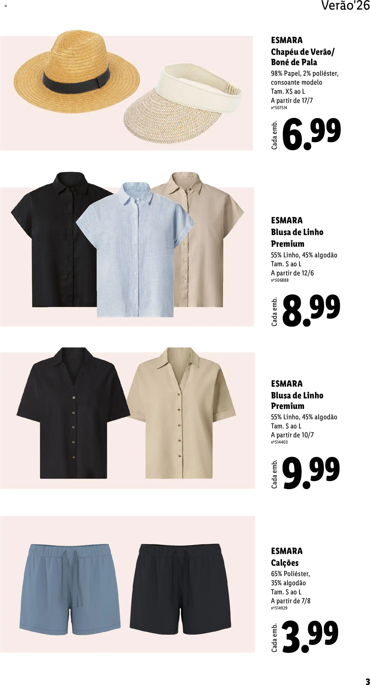 Lidl Folheto Especial │ válido de 08.06.2026 | Página: 3 | Produtos: Boné, Algodão, Calções, Blusa