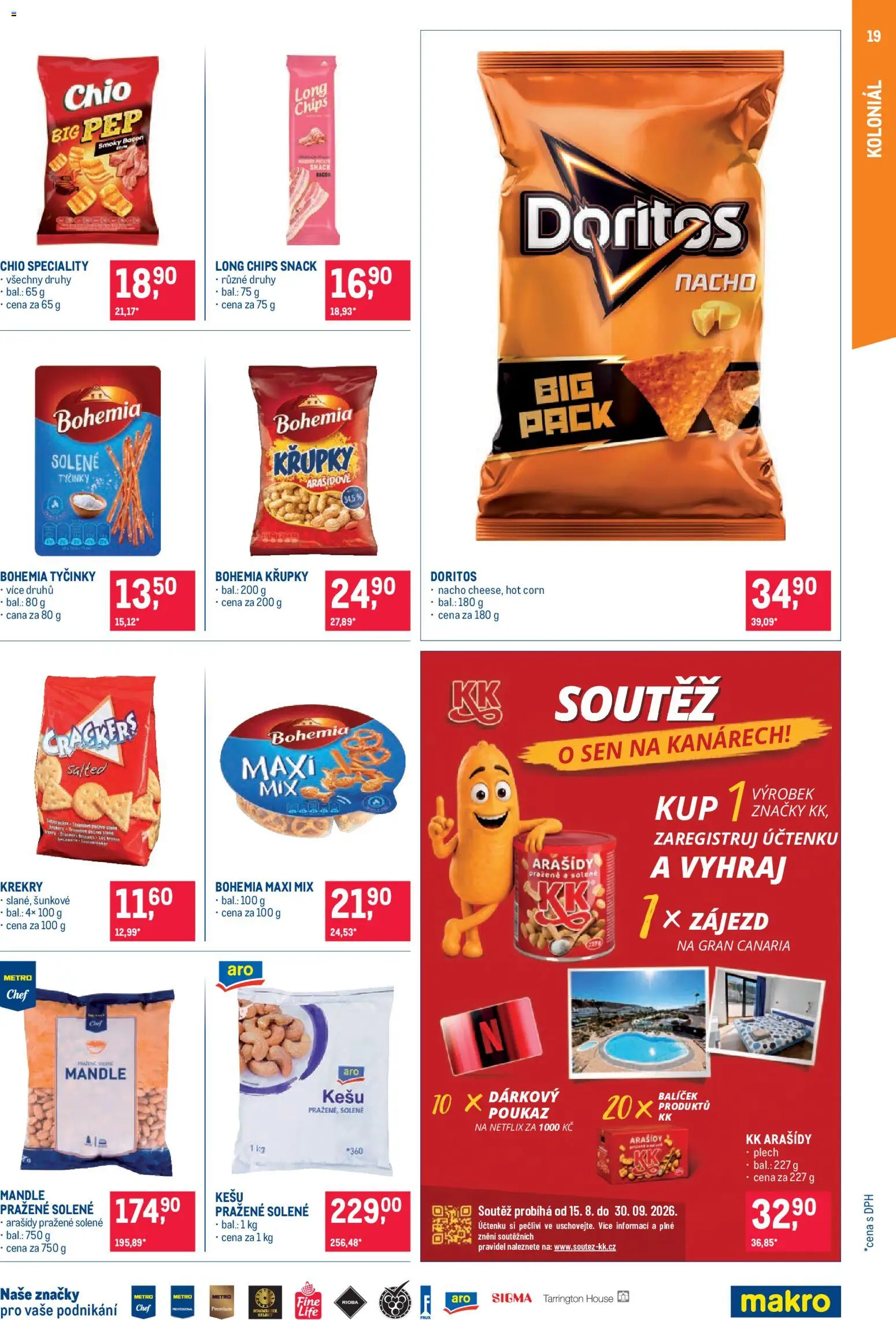 Makro leták - Pro milovníky jídla od 12.08.2026 | Strana: 19 | Produkty: Doritos, Mandle, Křupky, Speciality