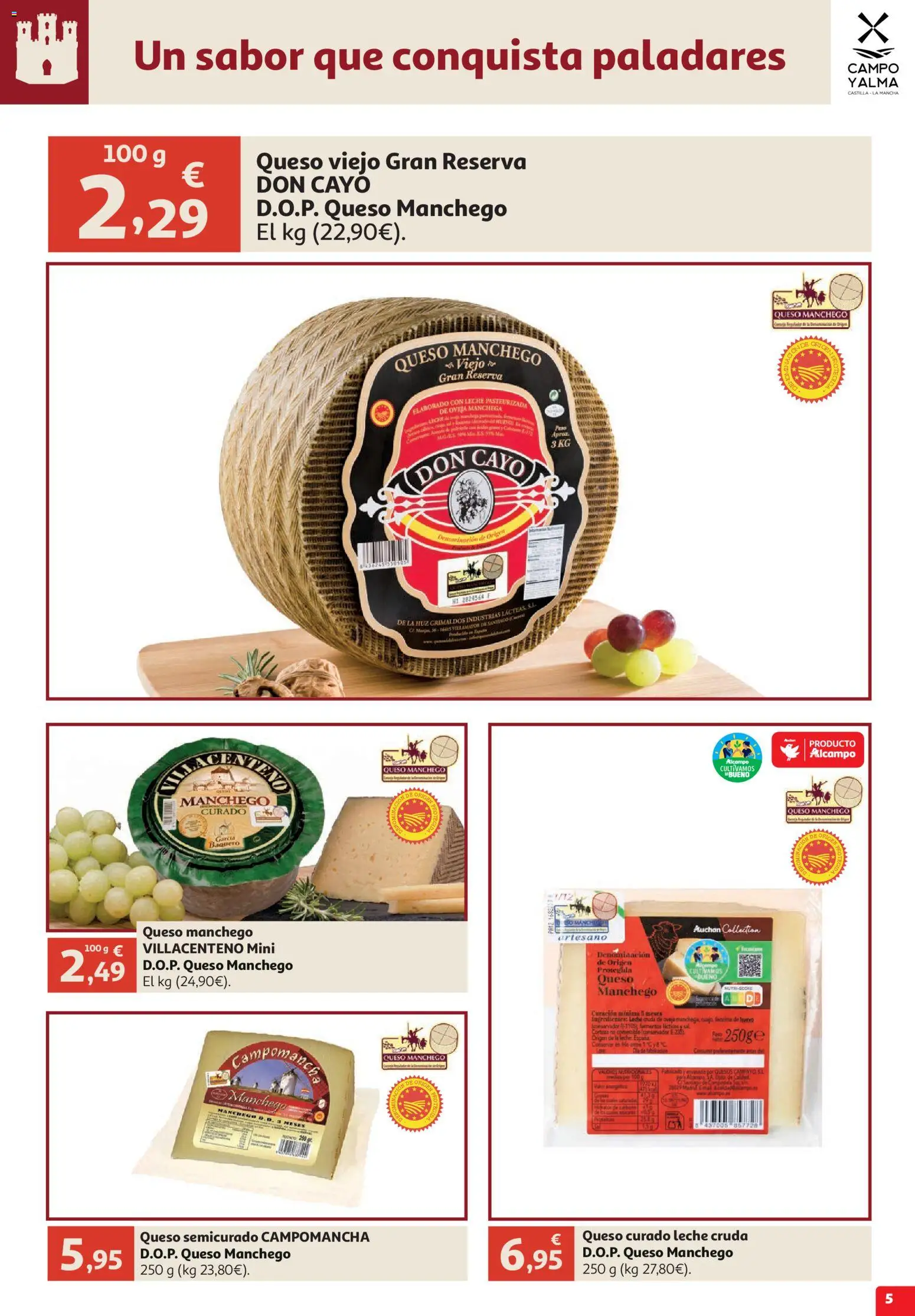Alcampo Campo y Alma │ válido desde el 09/10/2026 | Página: 5 | Productos: Leche, Queso, Queso curado, Peso