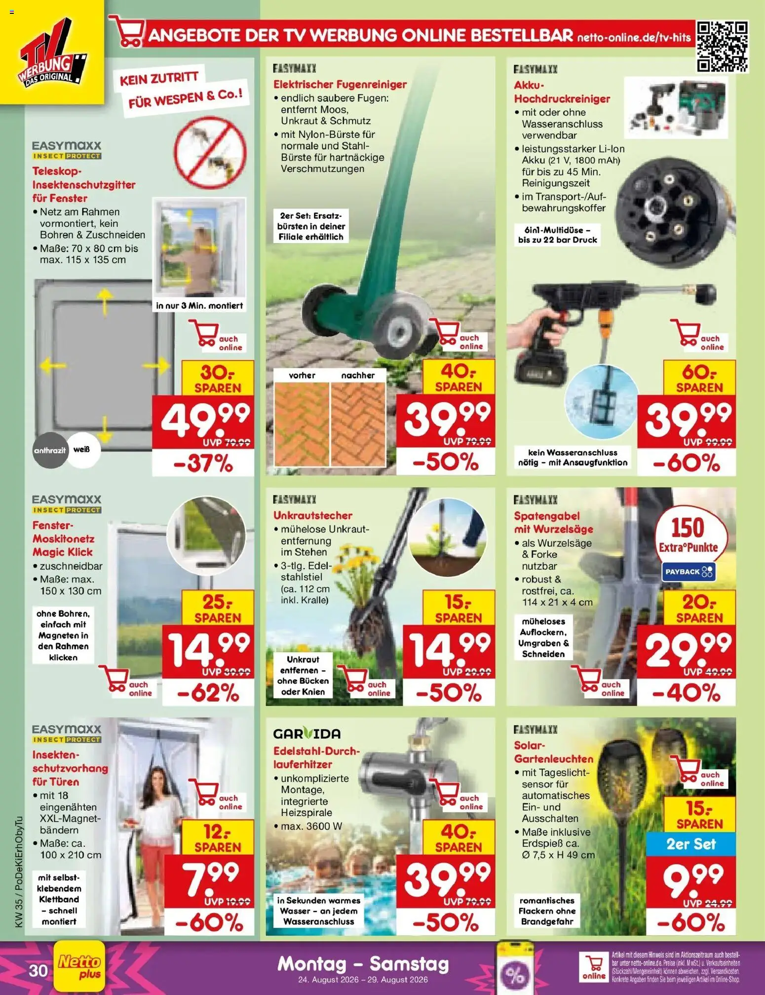 Netto Marken-Discount Prospekt Bad Friedrichshall (ab 24.08.2026) » Angebote | Seite: 44 | Produkte: Bürste, Wasser, Hochdruckreiniger, TV