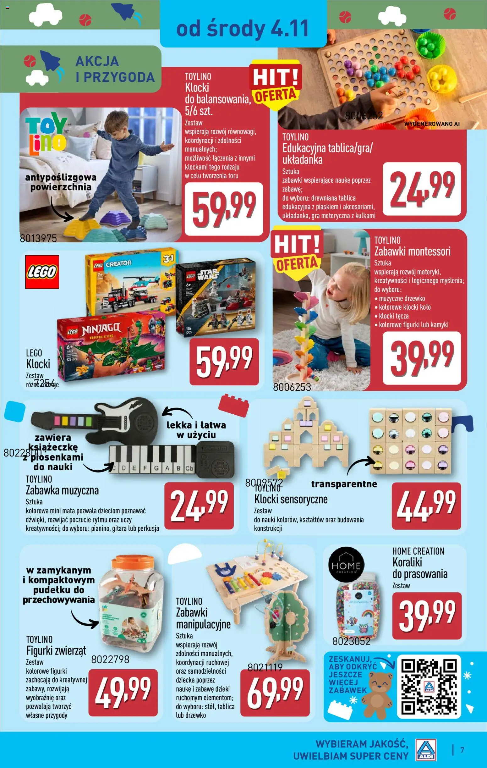 Aldi gazetka - Artykuły przemysłowe i tekstylia od 04.11.2026 | Strona: 7 | Produkty: Zabawki, Gra, Figurki, Lego