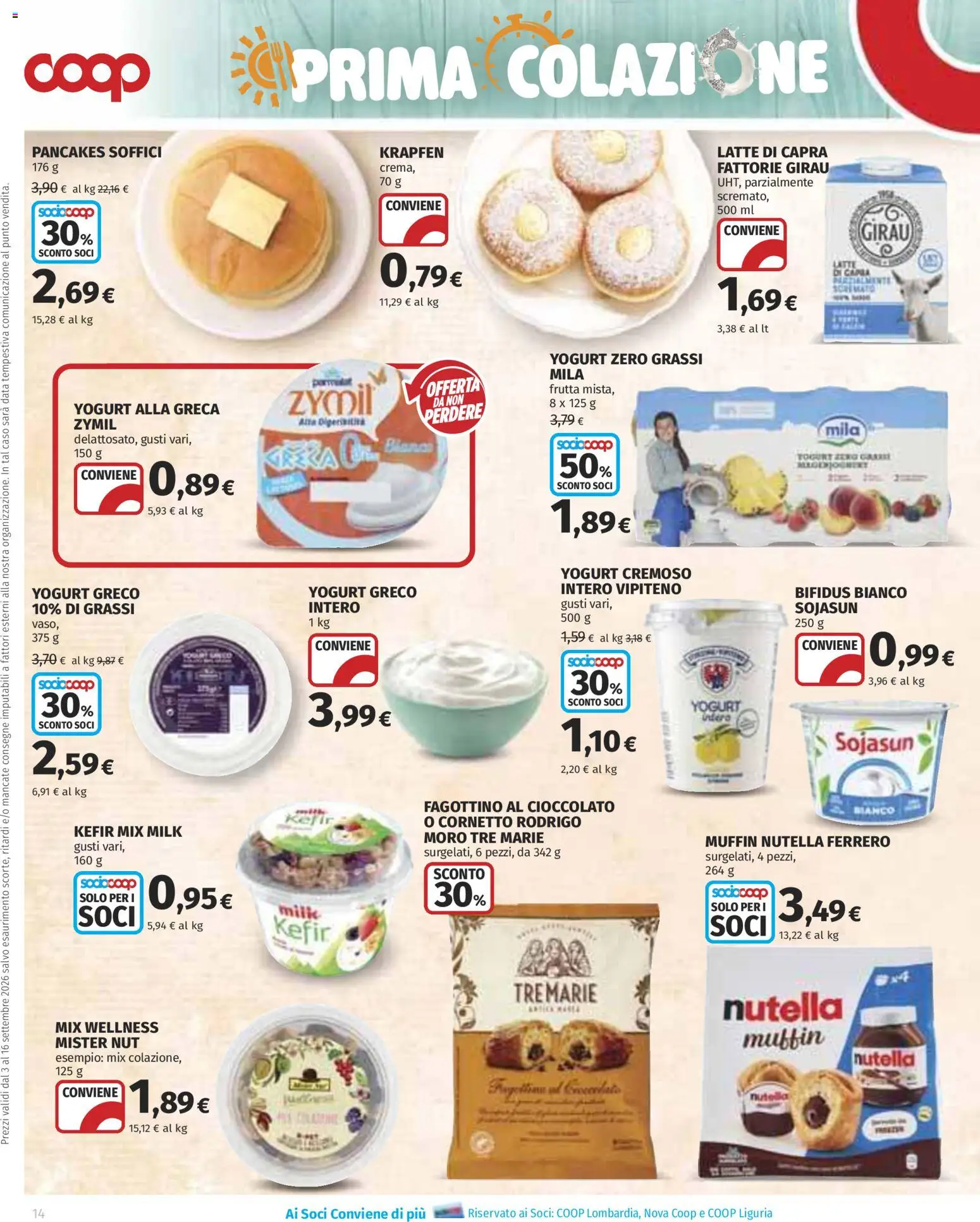 Volantino COOP del 03/09/2026 | Pagina: 14 | Prodotti: Kefir, Nutella, Cioccolato bianco, Vaso