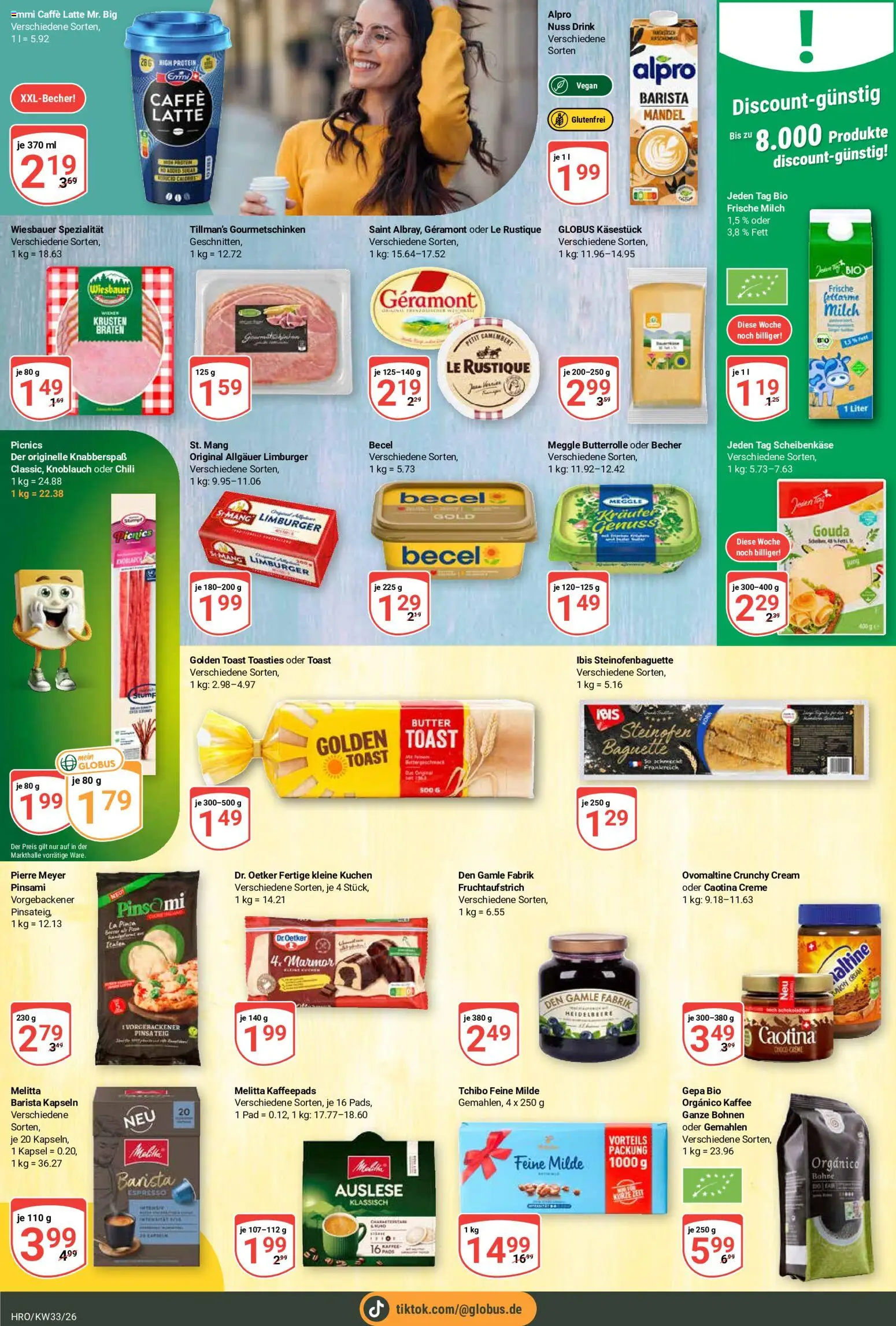 Globus Prospekt Roggentin/Rostock – gültig ab 10.08.2026 | Seite: 11 | Produkte: Milch, Kaffee, Gouda, Knoblauch