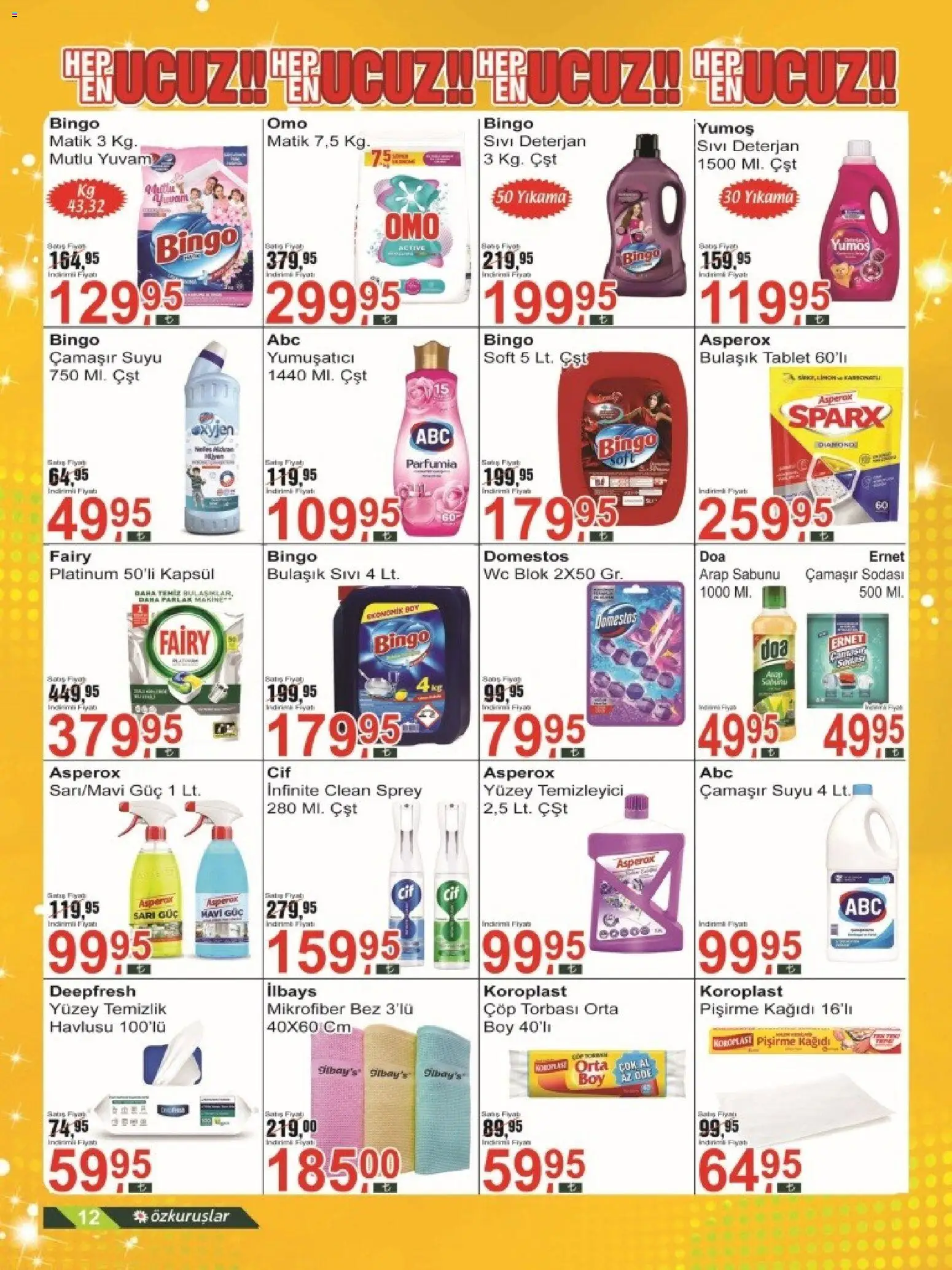 Özkuruşlar Katalog - 11.06.2026 tarihinden itibaren geçerlidir | Sayfa: 12 | Ürünler: Çöp torbası, Deterjan, Yüzey temizleyici, Tablet