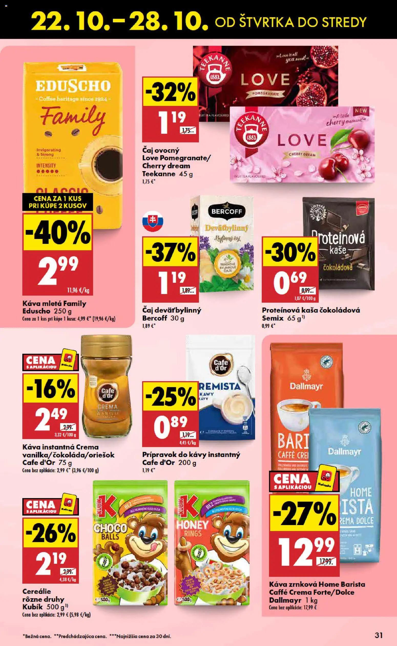 Nové Biedronka akcie – leták je platný od 22.10.2026 | Strana: 31 | Produkty: Protein, Ovocný čaj, Teekanne, Zrnková káva