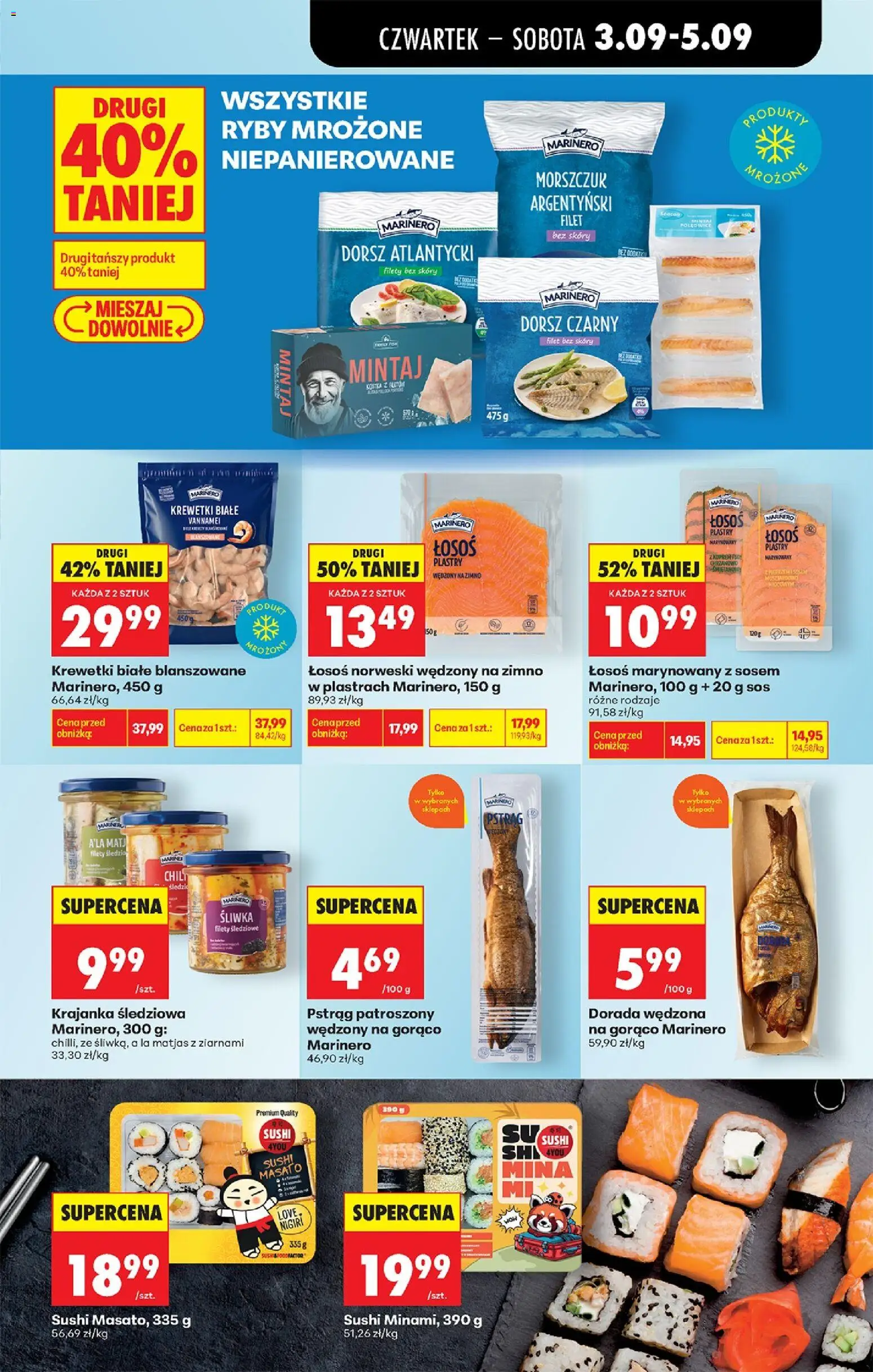 Biedronka gazetka od czwartku od 03.09.2026 | Strona: 39 | Produkty: Dorsz atlantycki, Mintaj kostka, Łosoś, Dorsz czarny