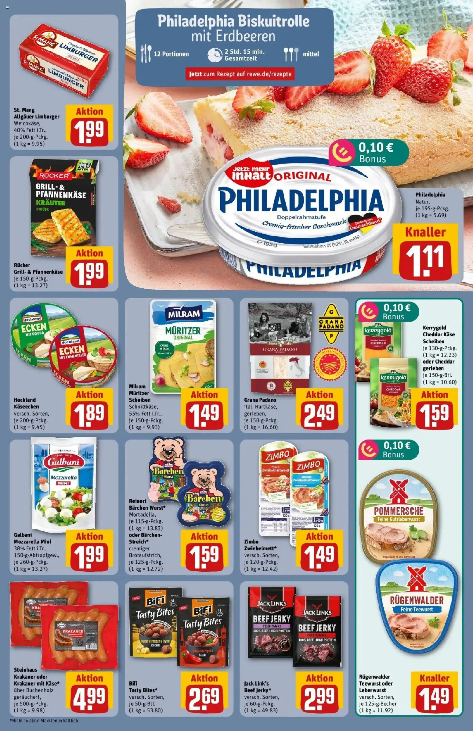 Rewe Prospekt Mannheim – gültig ab 13.07.2026 | Seite: 13 | Produkte: Philadelphia, Bifi, Milram, Erdbeeren