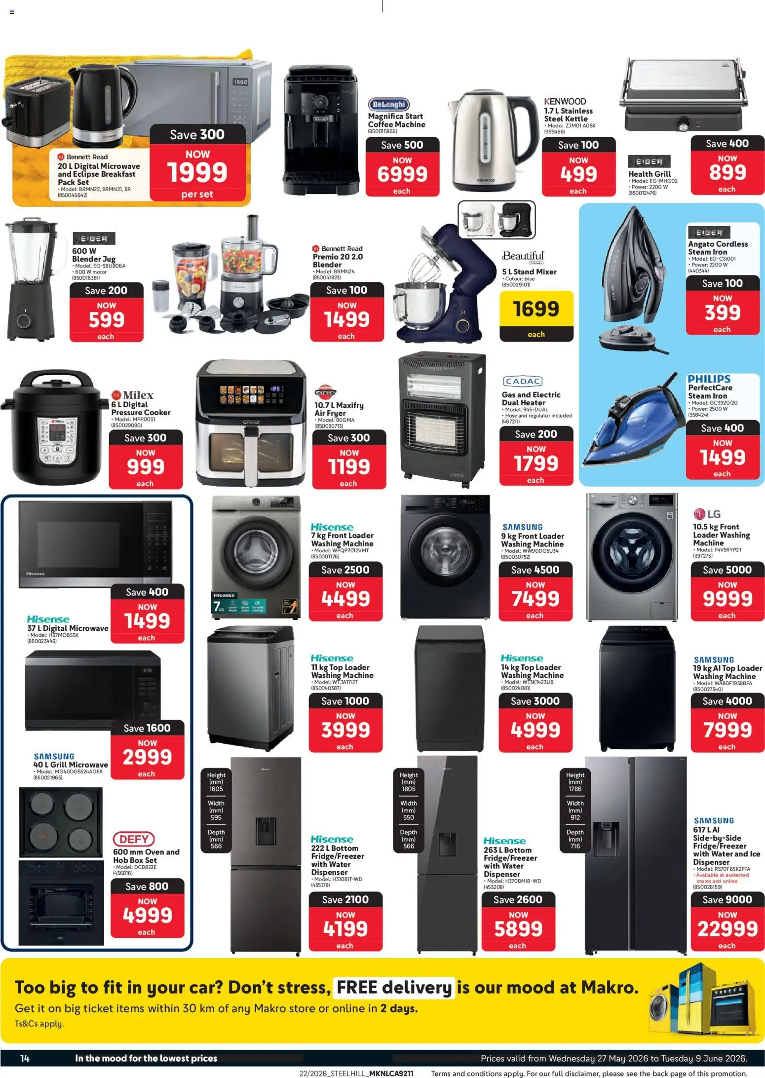 New Makro catalogue – valid from 27.05.2026 | Page: 14 | Products: Grill, Pressure cooker, Coffee, Water