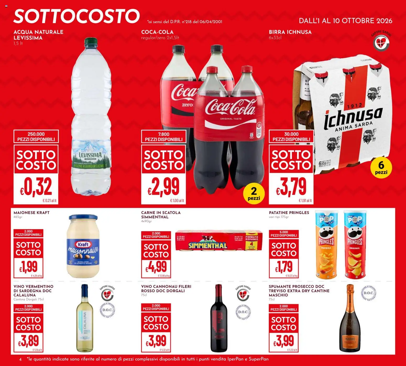 Volantino Pan del 01/10/2026 | Pagina: 4 | Prodotti: Birra, Vino, Spumante, Acqua naturale