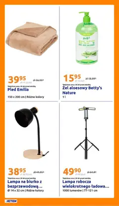 Pogląd oferty "Action gazetka" - ważna od 19.08.2026 | Strona: 32 | Produkty: Żel aloesowy, Biurko, Lampa, Pled