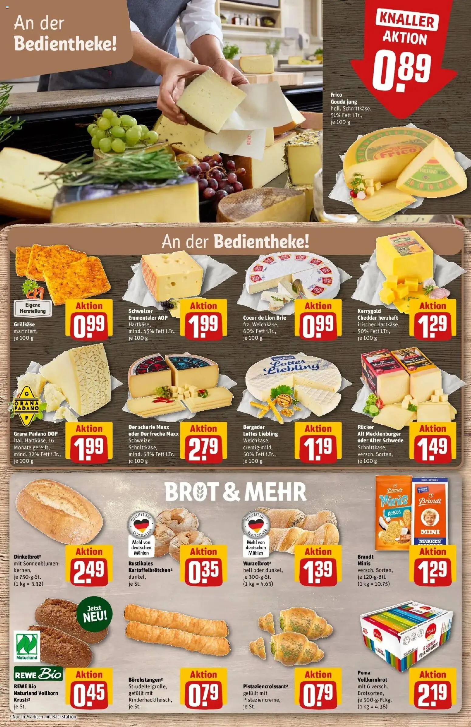 REWE Prospekt ab 10.08.2026 zum Blättern » Angebote | Seite: 13 | Produkte: Grana Padano, Gouda, Vollkornbrot, Brot