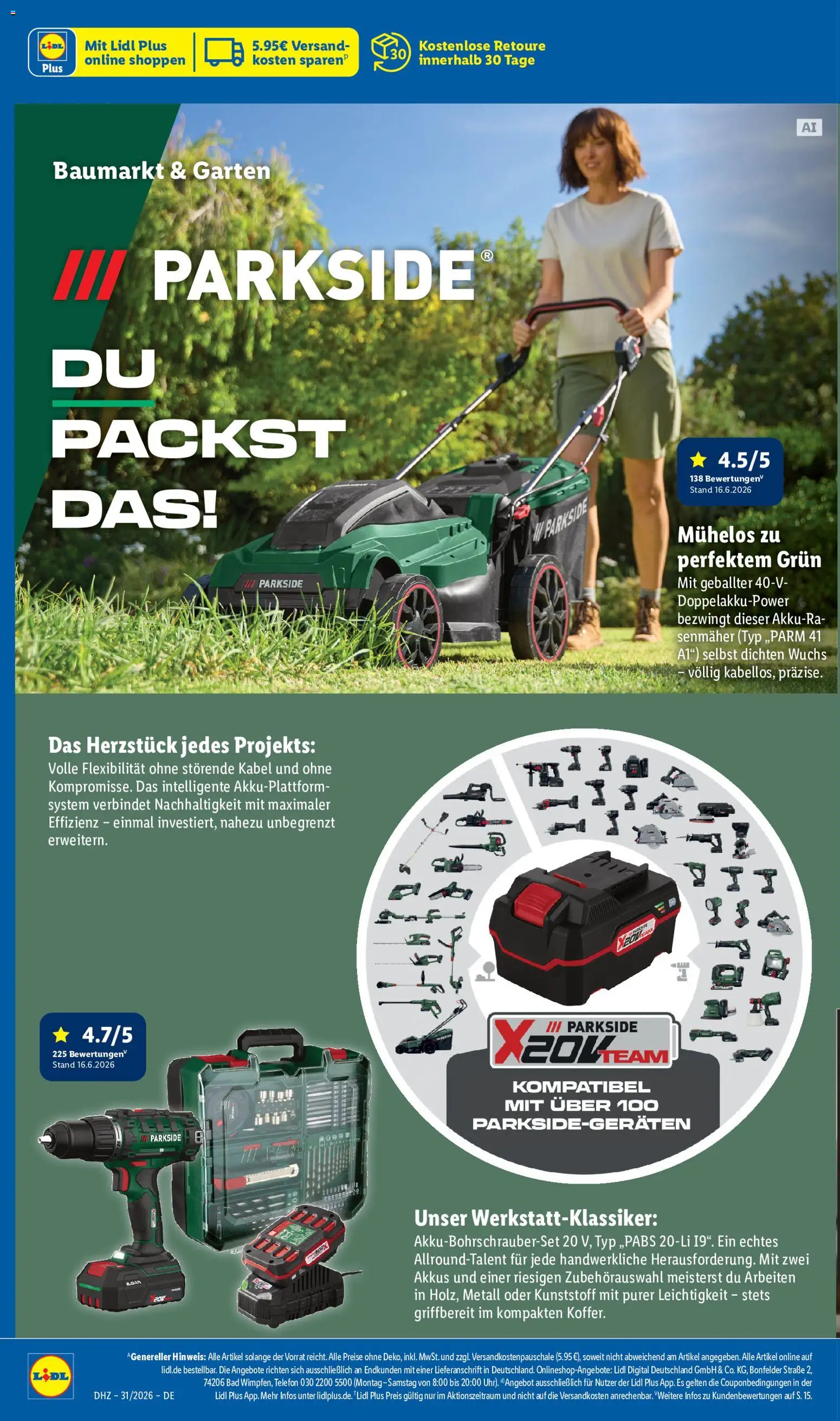 Lidl Německo leták od 27.07.2026 | Strana: 20 | Produkty: Parkside, Telefon, Kabel
