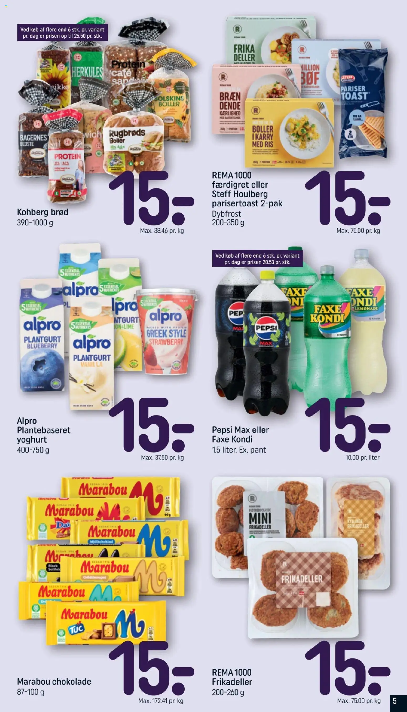 Rema 1000 tilbudsavis – gyldig fra 16/08/2026 | Side: 5 | Produkter: Yoghurt, Brød, Chokolade, Frikadeller