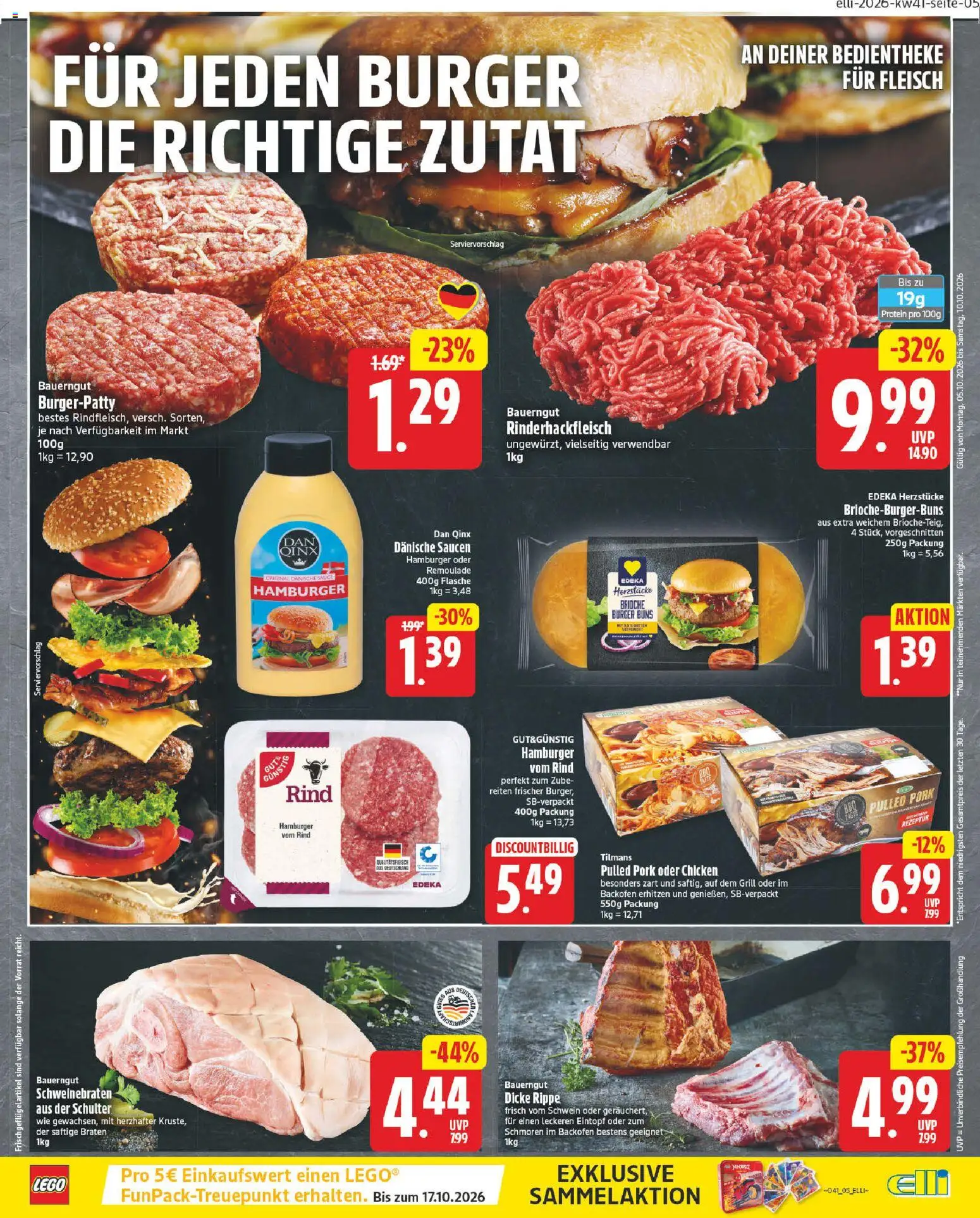 Elli Markt Prospekt Gütersloh – gültig ab 05.10.2026 | Seite: 9 | Produkte: Burger, Bauerngut, Backofen, Fleisch