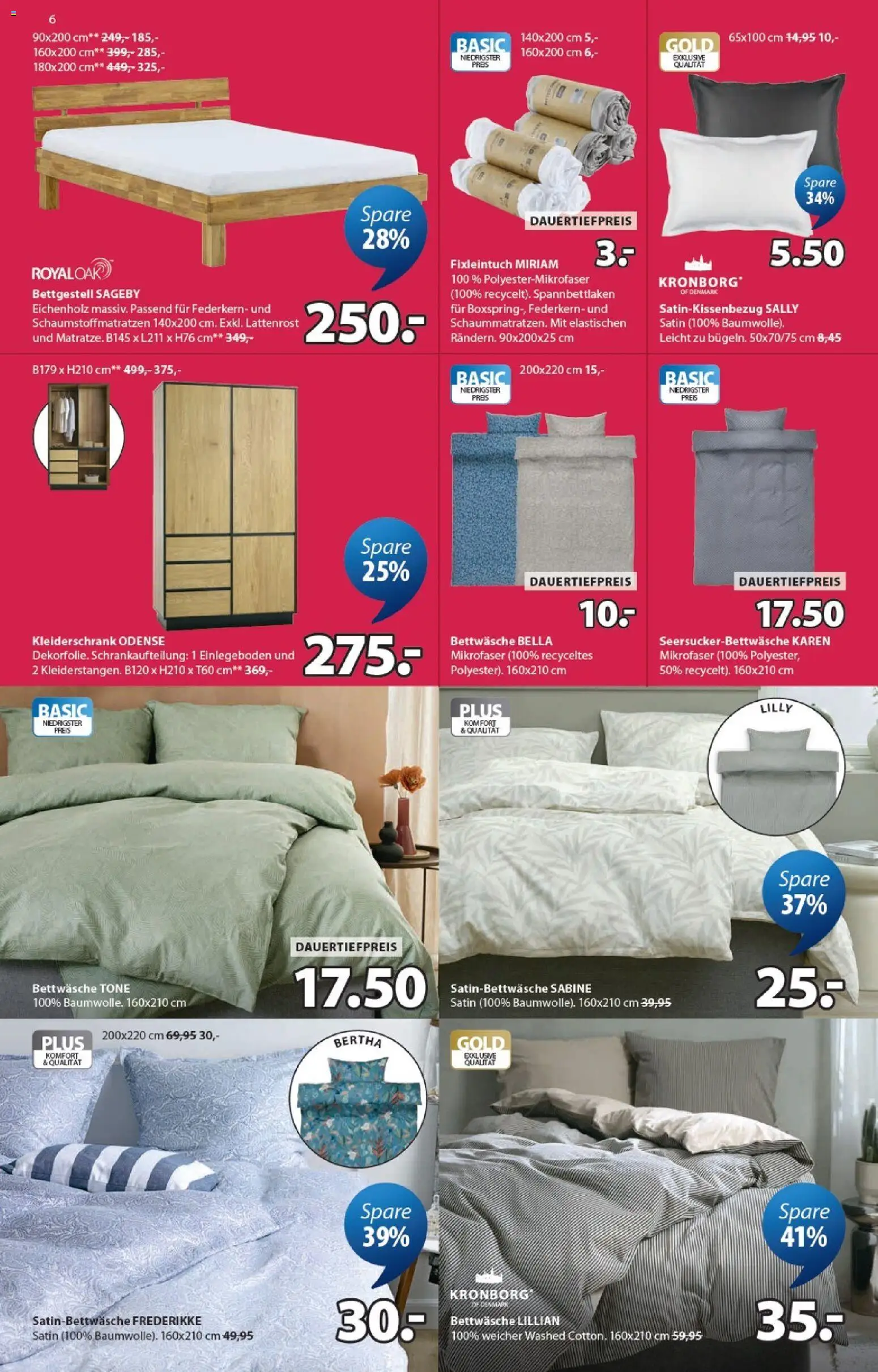 JYSK aktionen – gültig ab 09.06.2026 | Seite: 6 | Produkte: Kleiderschrank, Lattenrost, Bettwäsche