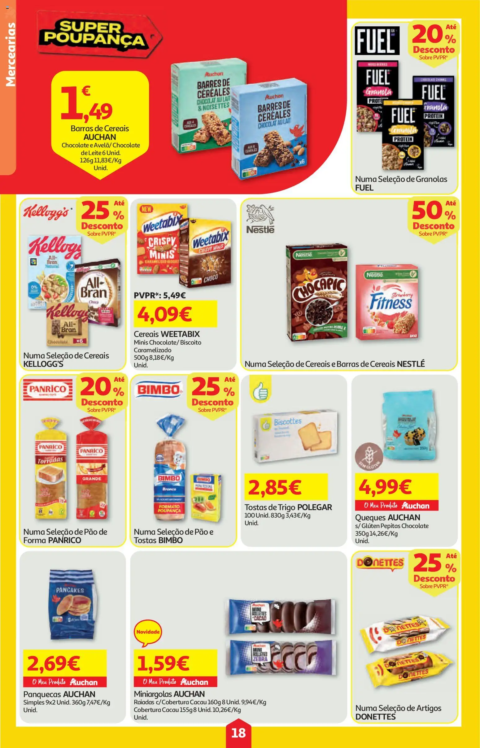 Auchan folheto │ válido de 21.05.2026 | Página: 18 | Produtos: Tostas, Panquecas, Weetabix, Nestlé