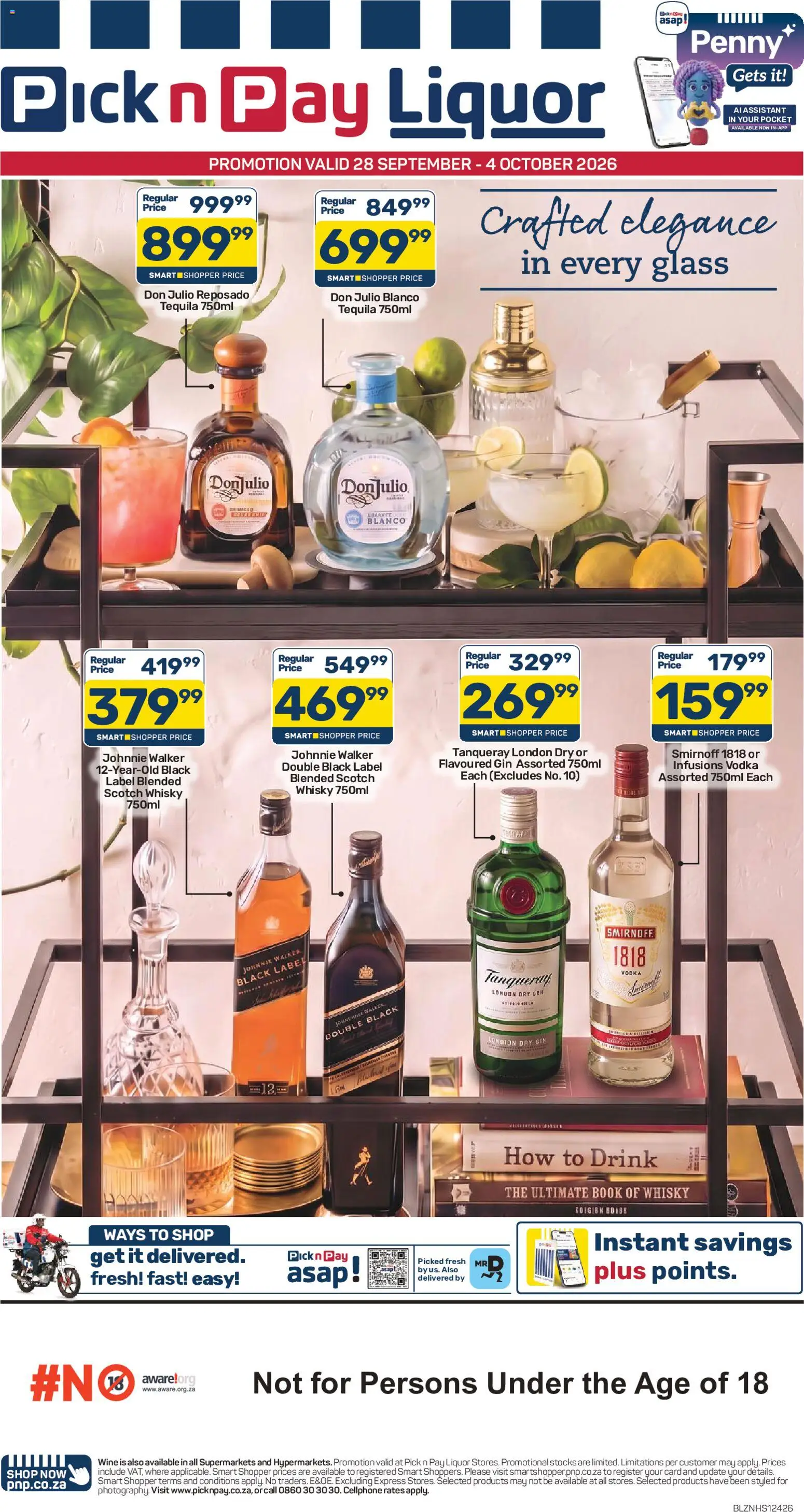 New Pick n Pay catalogue – valid from 28/09/2026 | Page: 1 | Products: Tequila, Wine, Gin, Vodka