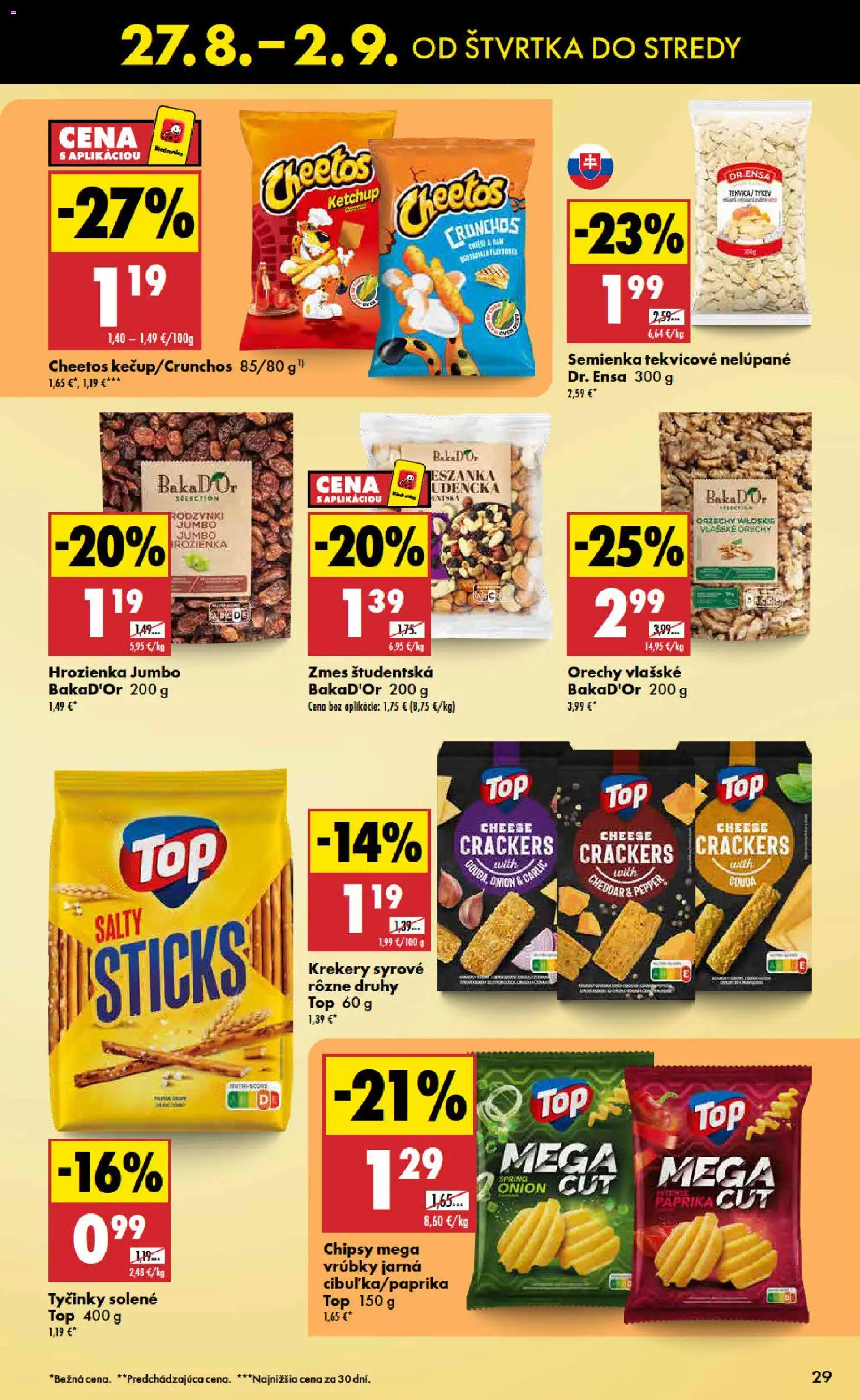 Nové Biedronka akcie – leták je platný od 27.08.2026 | Strana: 29 | Produkty: Paprika, Cheddar, Chipsy, Vlašské orechy