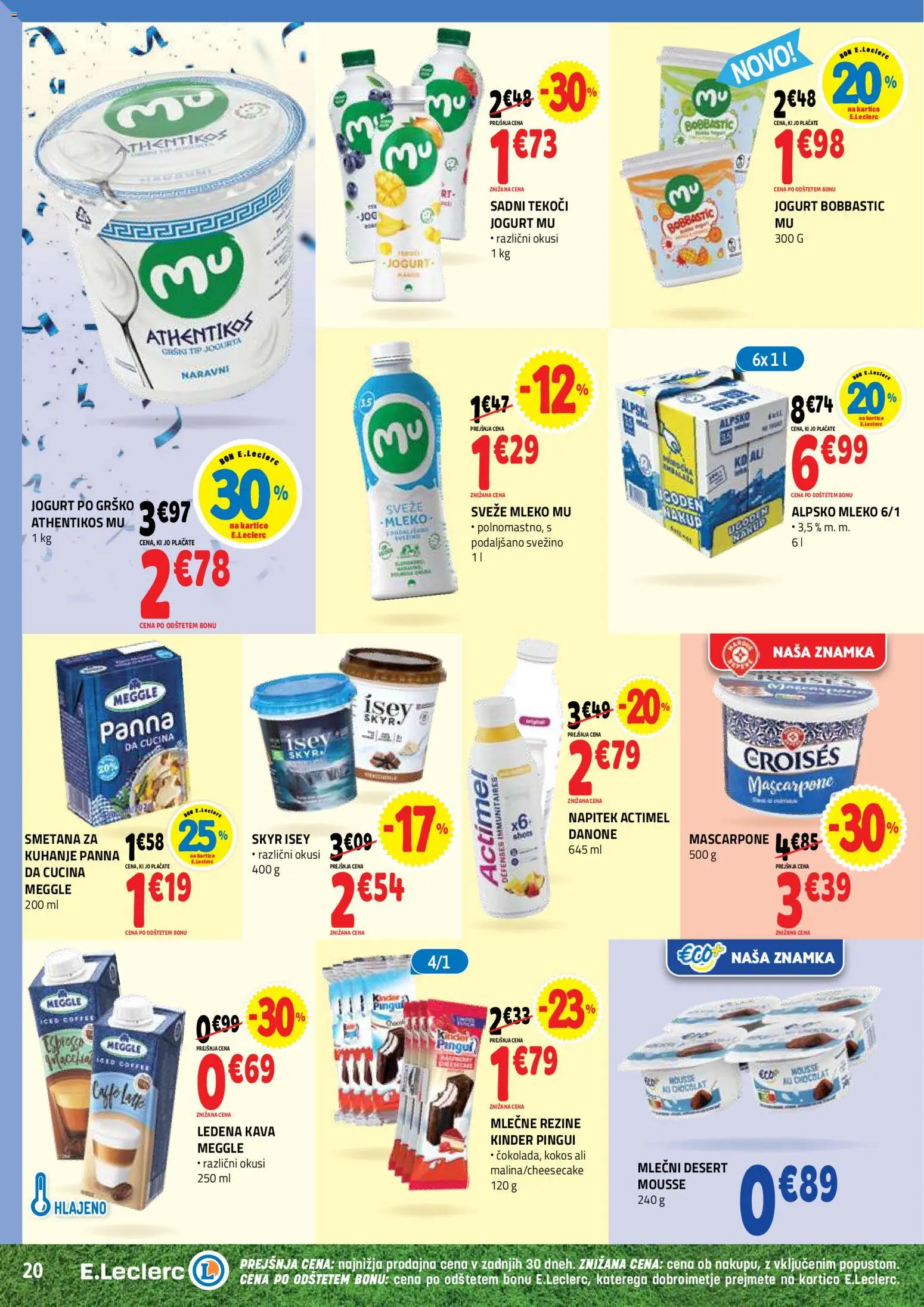 Novi E.leclerc katalog ponudbe – veljaven od 03.06.2026 | Stran: 20 | Izdelki: Skyr, Mleko, Kava, Smetana
