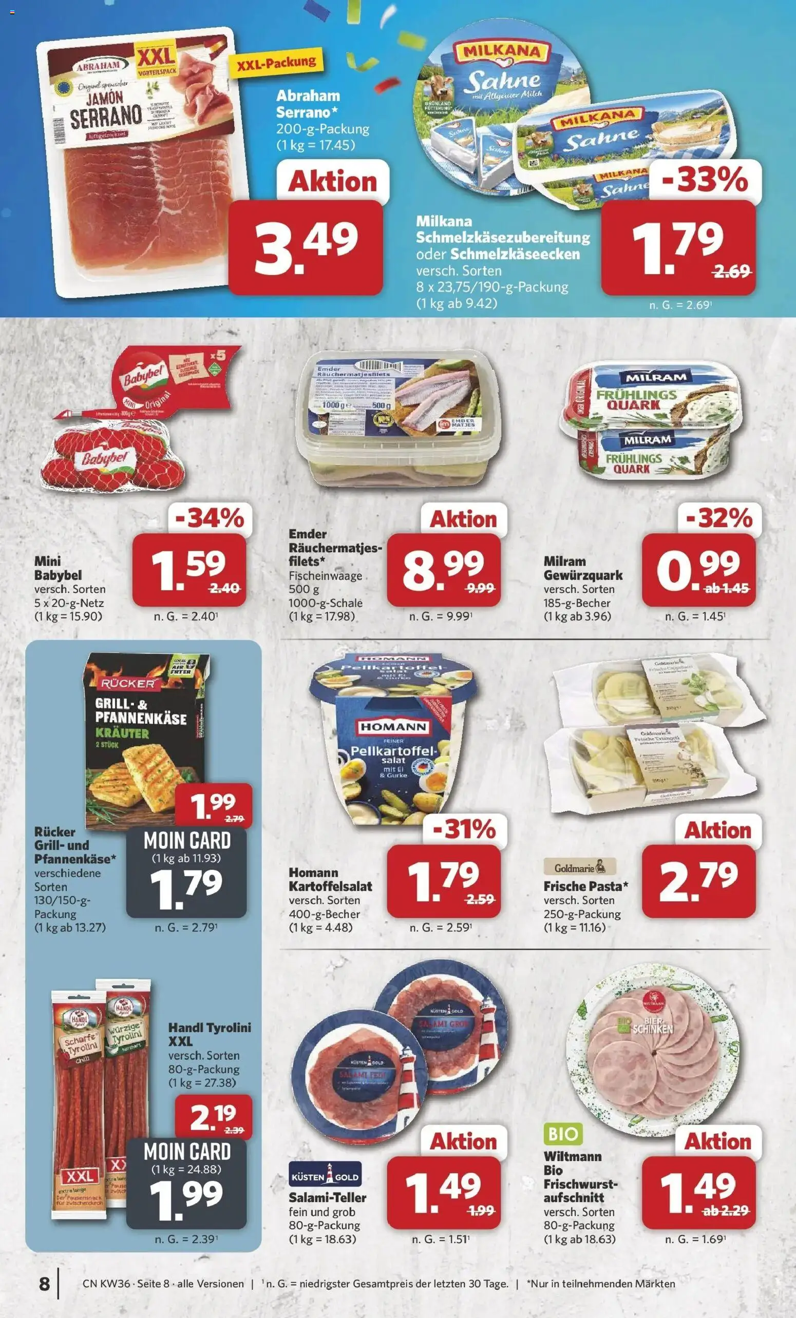 Combi Prospekt Weener (ab 31.08.2026) zum Blättern | Seite: 8 | Produkte: Grill, Quark, Salami, Sahne