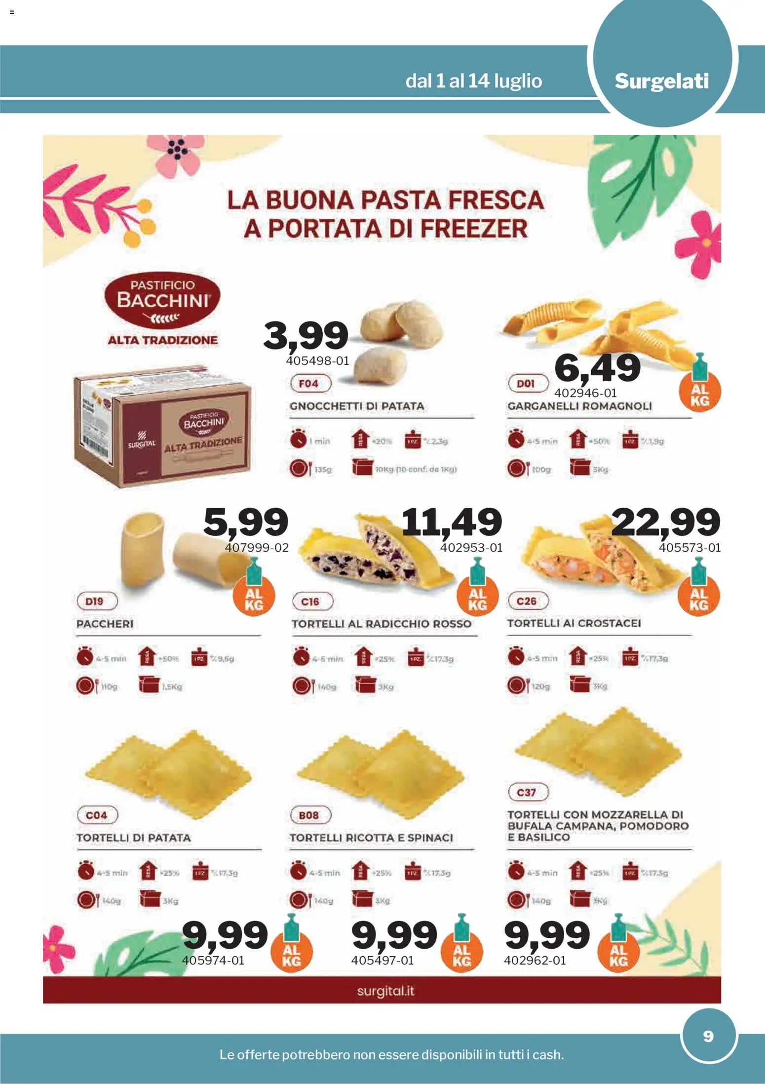Volantino Sogegross del 01/07/2026 | Pagina: 9 | Prodotti: Mozzarella, Pasta, Tortelli, Gnocchetti