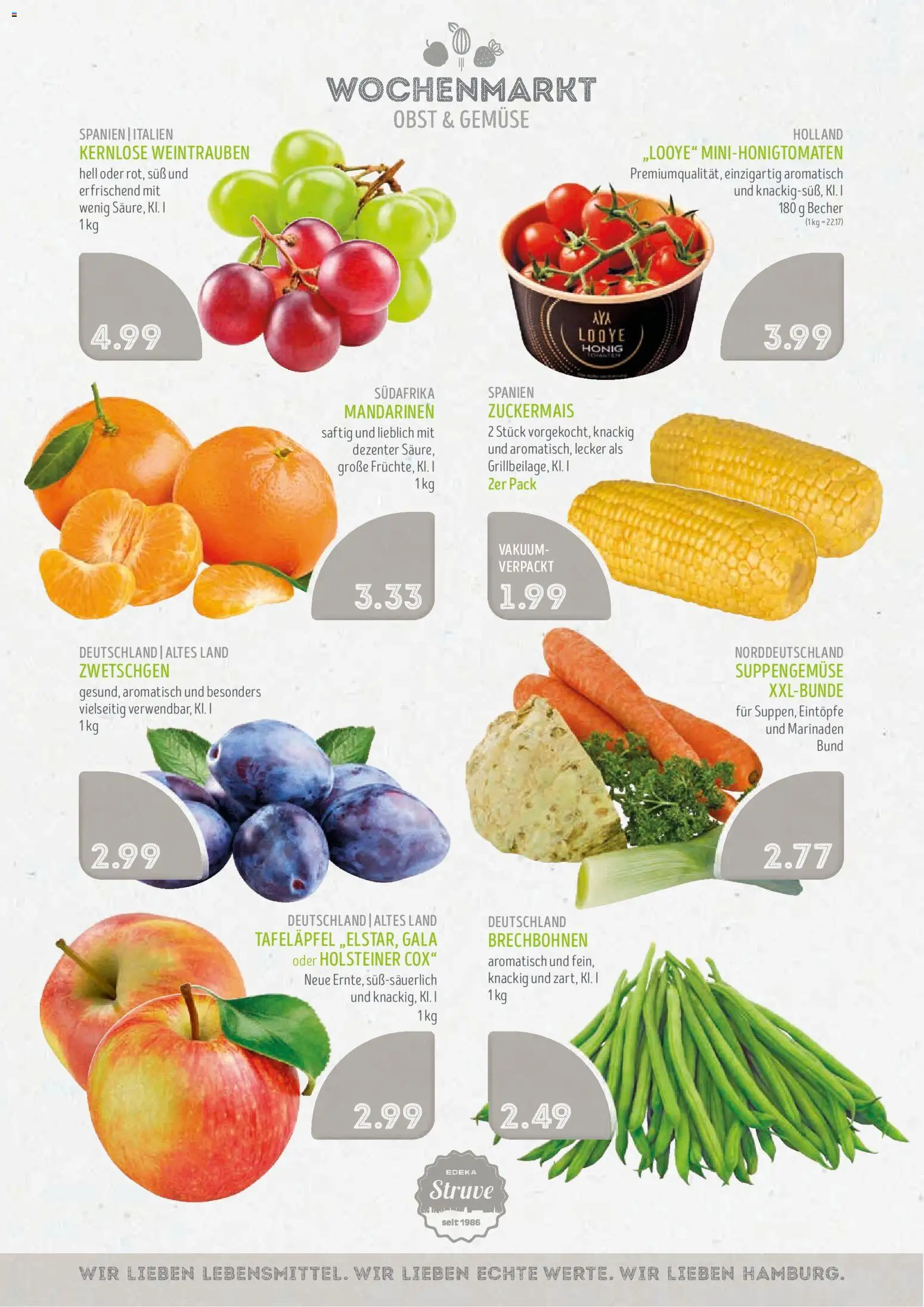 Edeka Struve Prospekt – gültig ab 14.09.2026 | Seite: 2 | Produkte: Mandarinen, Zwetschgen, Obst, Weintrauben