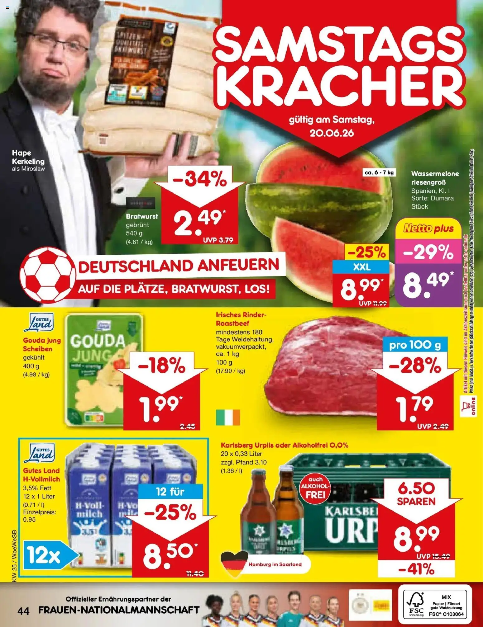 Netto Marken-Discount Prospekt Katzweiler – gültig ab 15.06.2026 | Seite: 56 | Produkte: Milch, Gouda, Roastbeef, Wassermelone