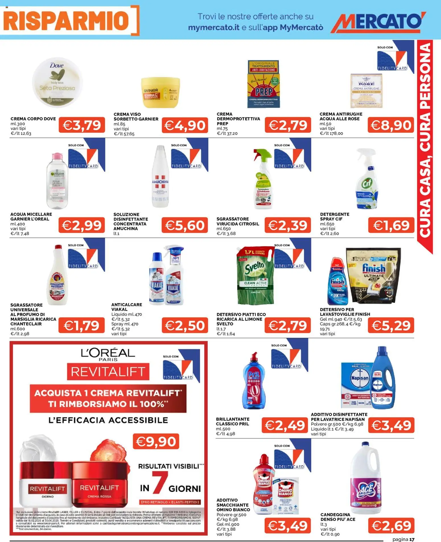 Volantino Mercatò del 18.05.2026 | Pagina: 17 | Prodotti: Crema viso, Acqua, Lavatrice, Lavastoviglie