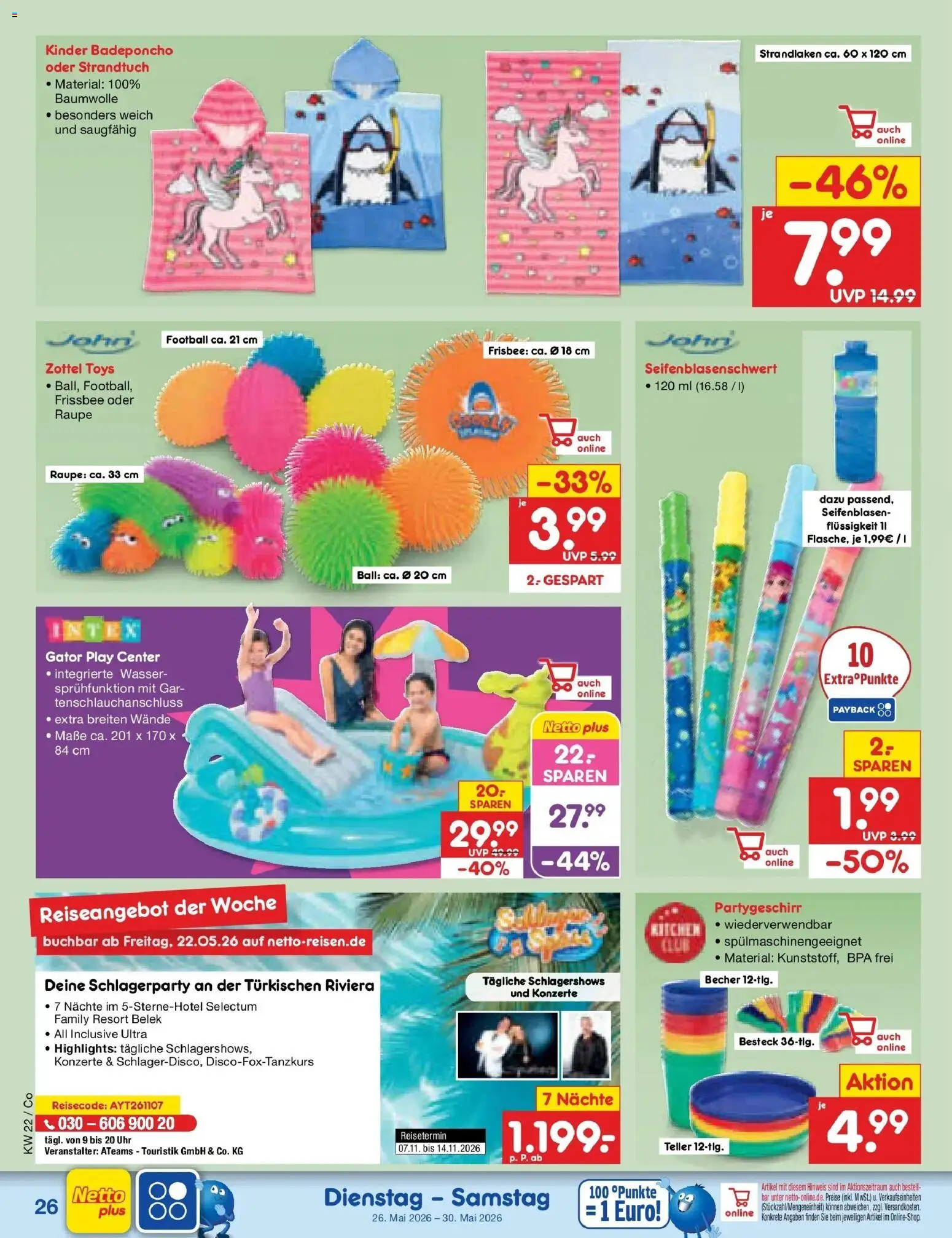 Netto Marken-Discount Prospekt Bitterfeld-Wolfen – gültig ab 26.05.2026 | Seite: 32 | Produkte: Strandtuch, Football, Wasser, Uhr