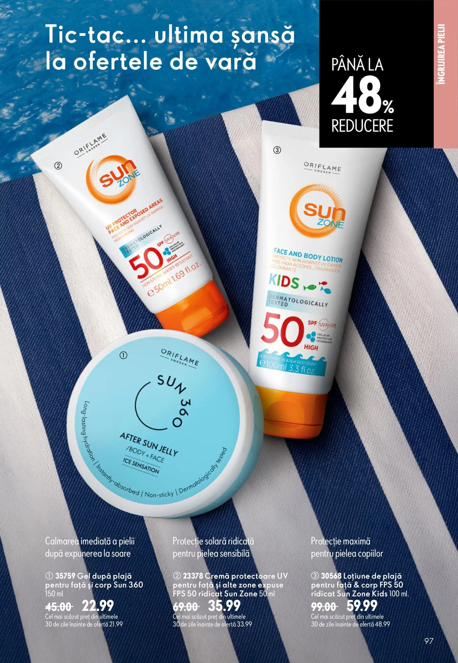 Noul catalog Oriflame – valabil de la 29.07.2026 | Pagină: 97 | Produse: Body, Solara, Cremă, Protecție solară