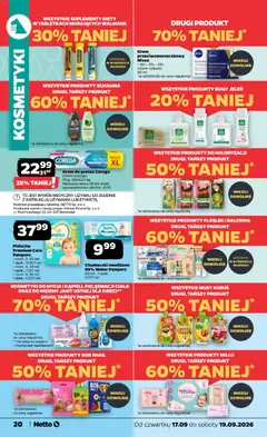 Pogląd oferty "Chusteczki nawilżane 99% Water Pampers, Pampers Chusteczki nawilżane 99% Water 60 szt., 1 opak. 0,17/1 szt." - ważna od 17.09.2026 | Strona: 20 | Produkty: Chusteczki nawilżane, Chusteczki, Pampers, Krem