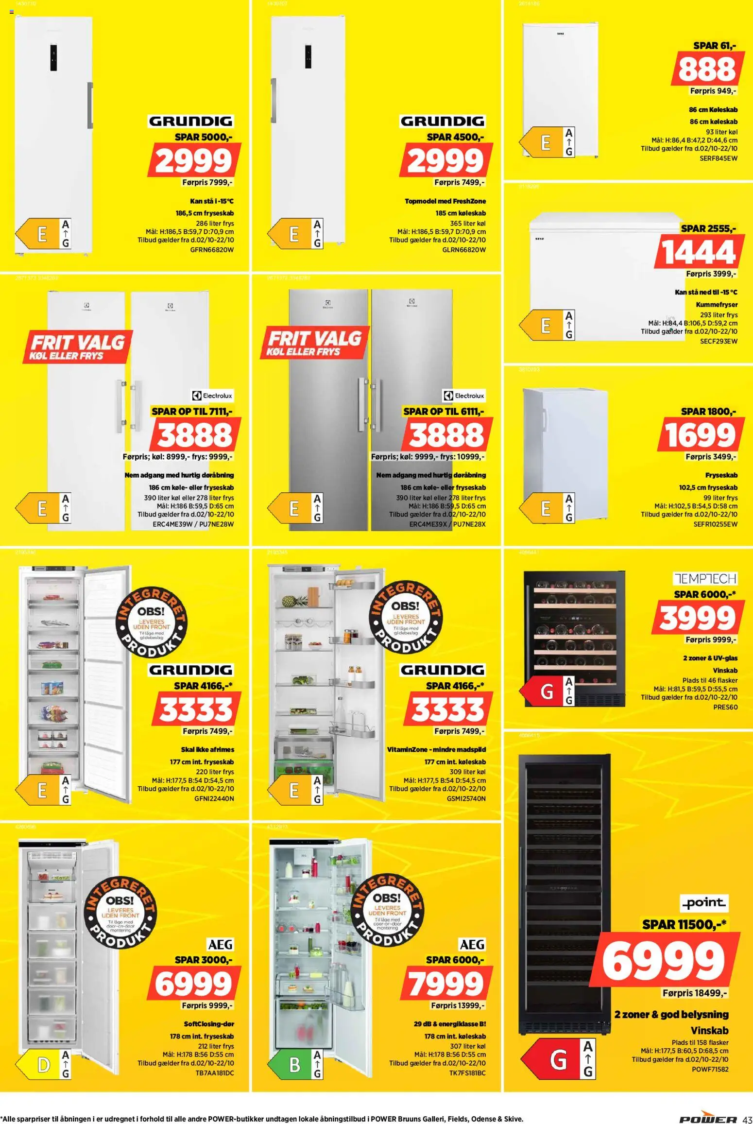 Power tilbudsavis – gyldig fra 02/10/2026 | Side: 43 | Produkter: Køleskab