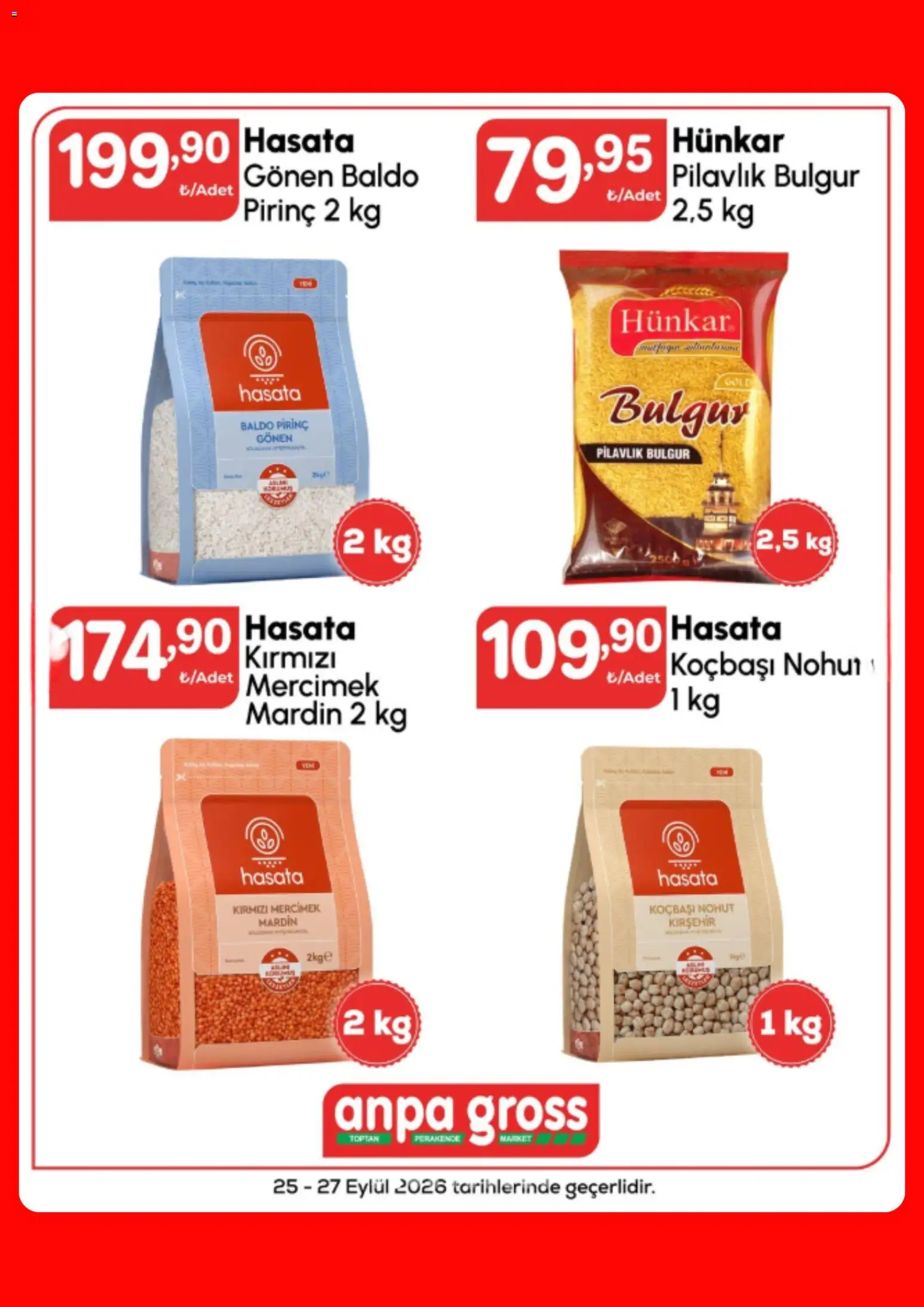 Anpa Gross Katalog - 25 Eylül 2026 tarihinden itibaren geçerlidir | Sayfa: 14 | Ürünler: Mercimek, Pirinç