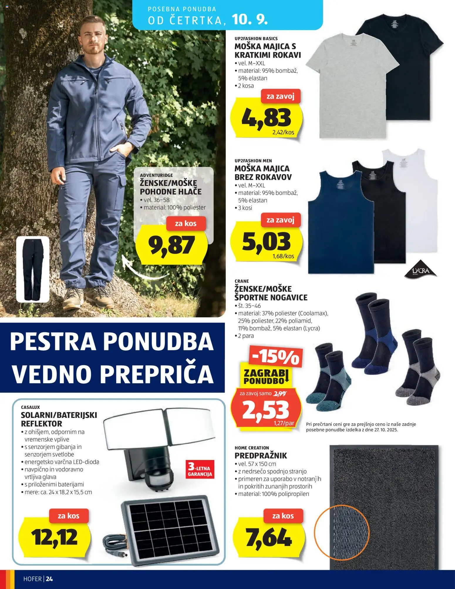Hofer SI katalog | vrijedi od 02.09.2026 | Stranica: 24 | Proizvodi: Zavoj, Majica, Hlače, Reflektor